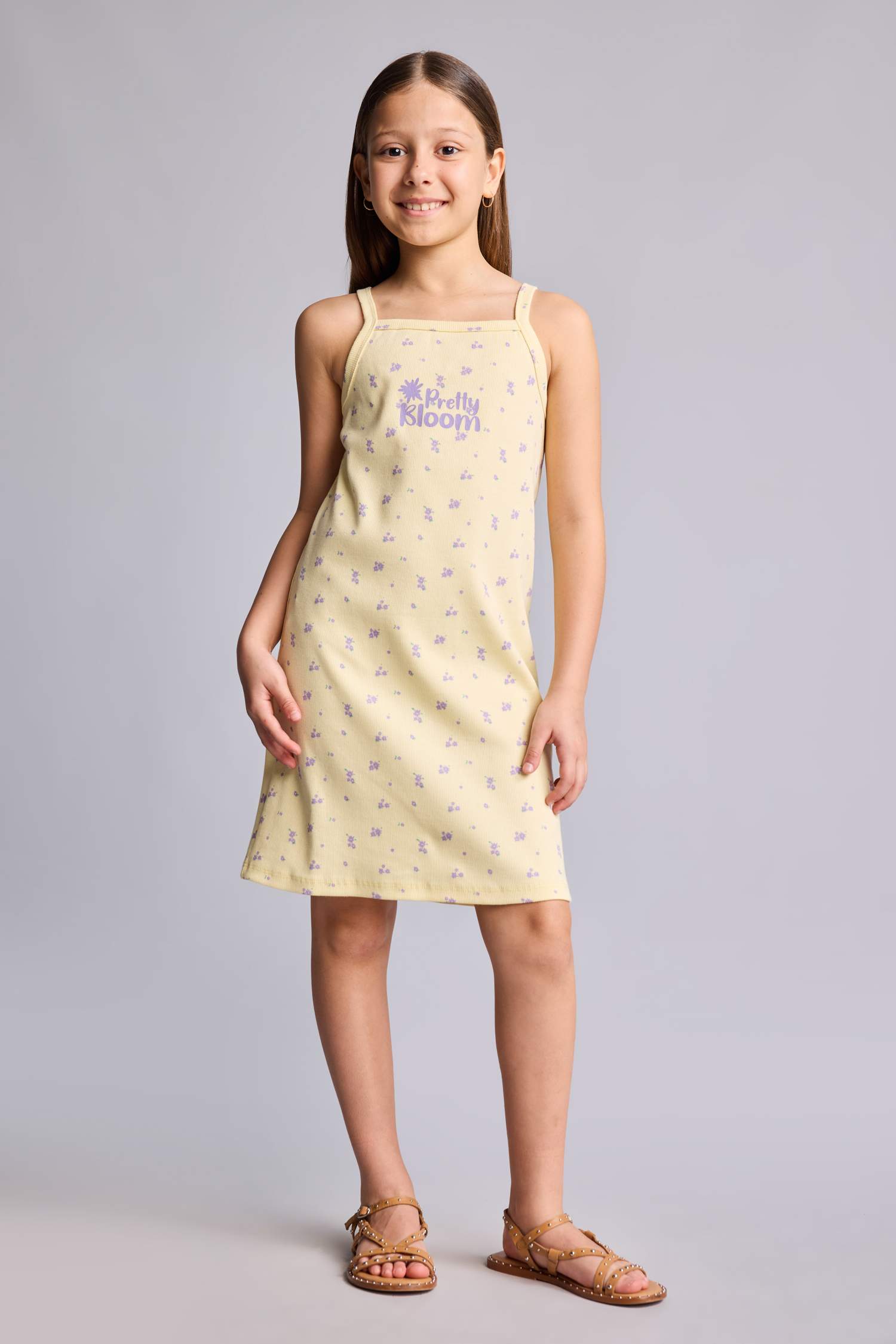 Yellow GIRLS & TEENS Girl Regular Fit Sleeveless Knitted Dress