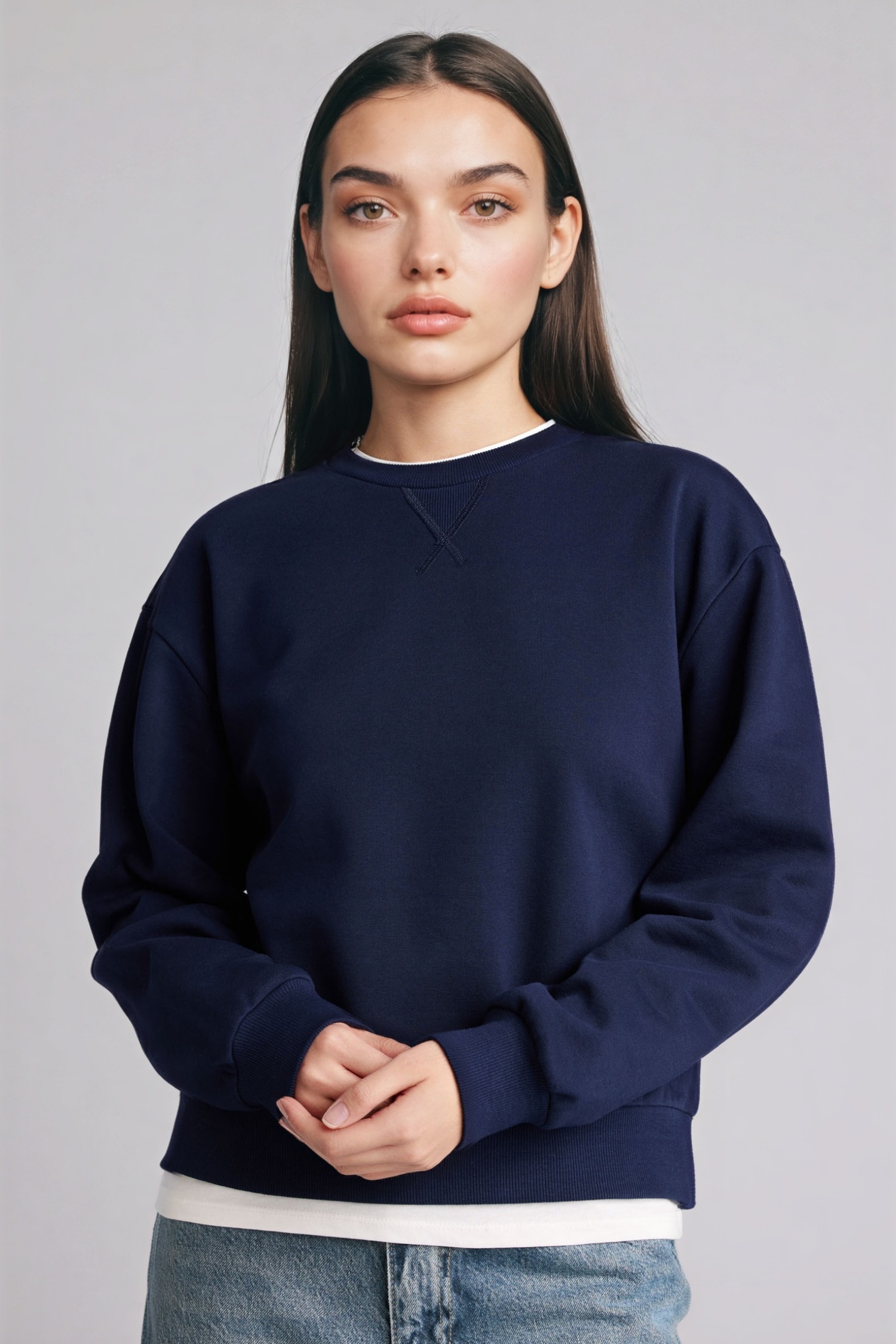DeFacto Relax Fıt Basıc Düz Sweatshirt görsel 3