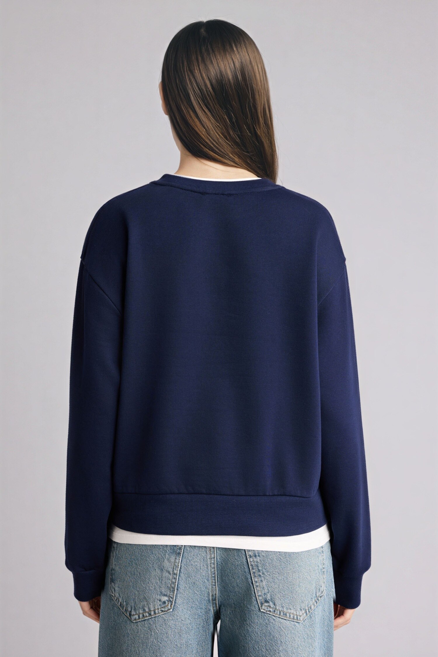 DeFacto Relax Fıt Basıc Düz Sweatshirt görsel 5