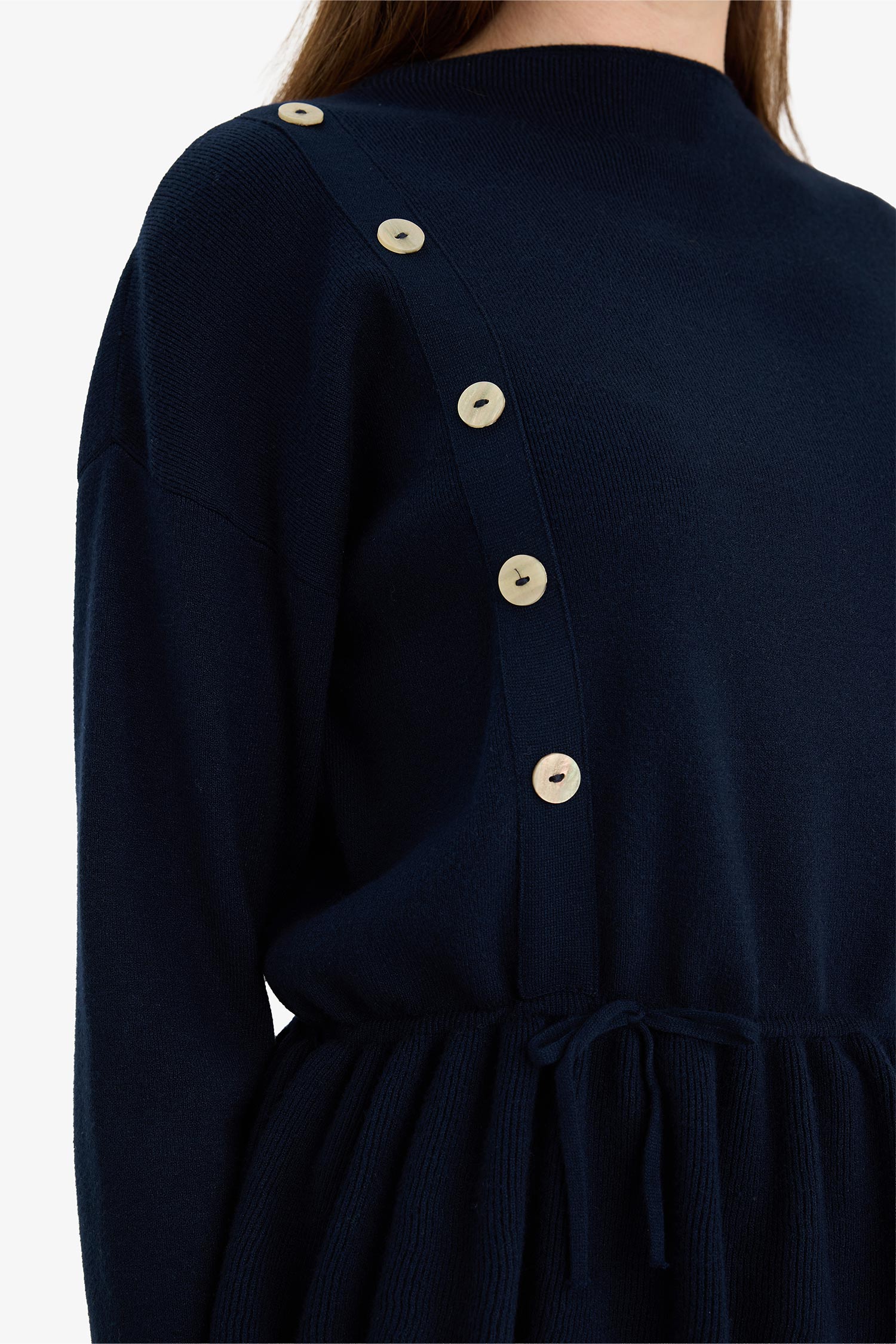 DeFacto Kayık Yaka Düğmeli Peplum Basic Kazak görsel 4