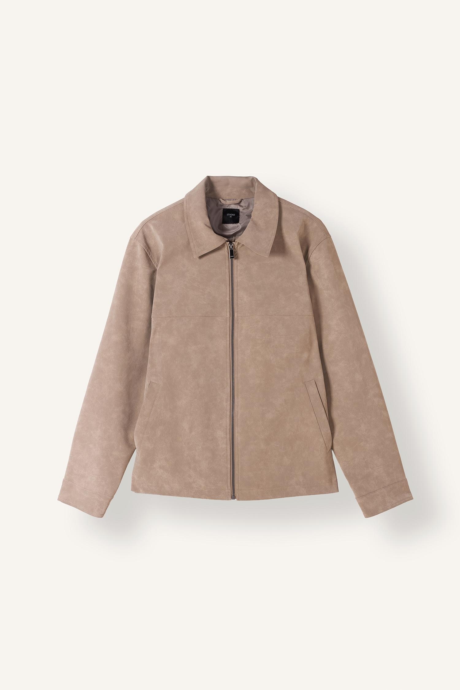 DeFacto Su İtici Slim Fit Fermuarlı Süet Görünümlü Mont görsel 2
