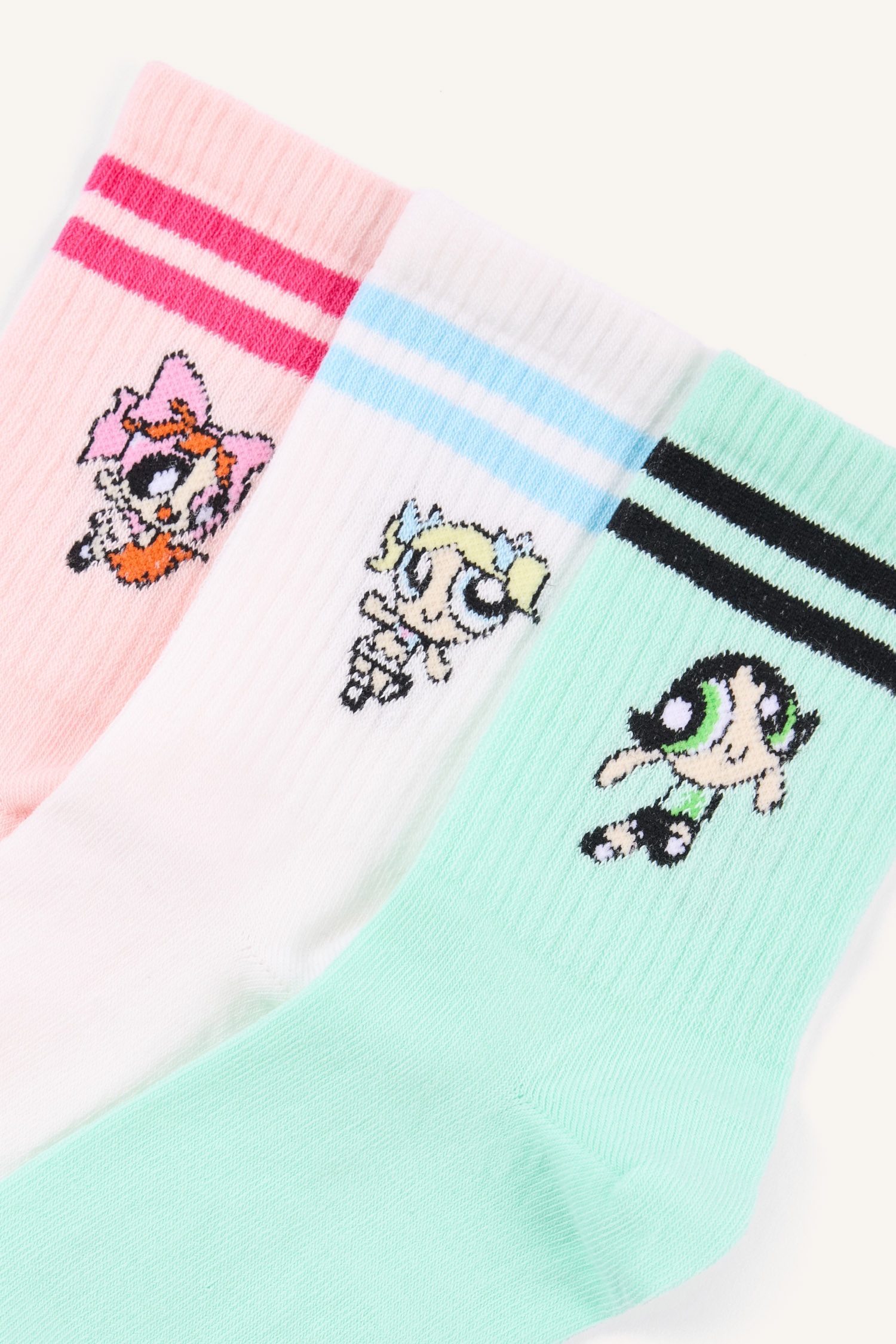 DeFacto Kadın PowerPuff Gırls 3'lü Pamuklu Uzun Çorap görsel 4