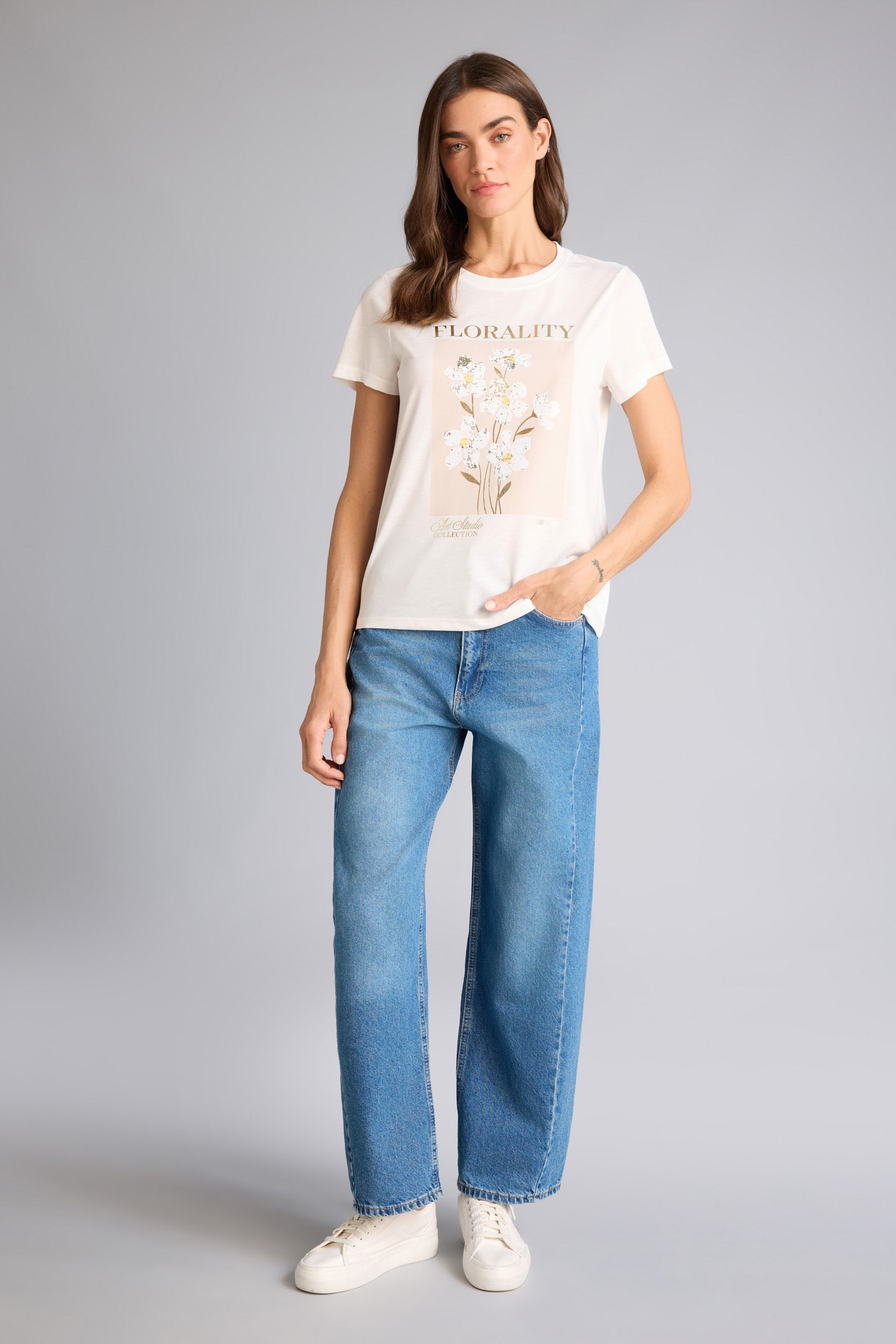 DeFacto Regular Fit Kısa kollu Çiçek Desenli Tişört görsel 2