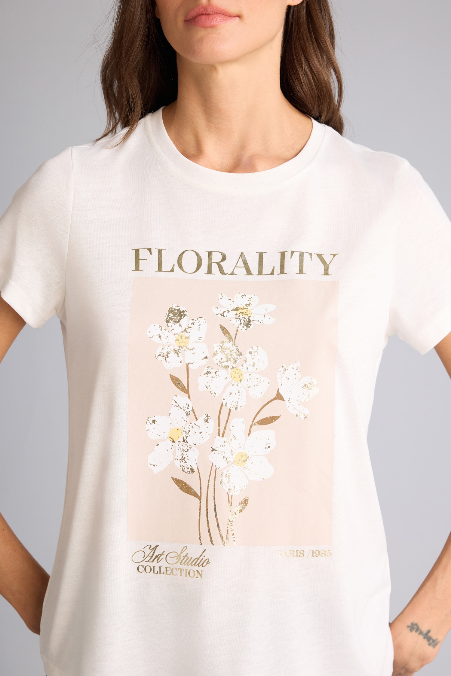 DeFacto Regular Fit Kısa kollu Çiçek Desenli Tişört görsel 4
