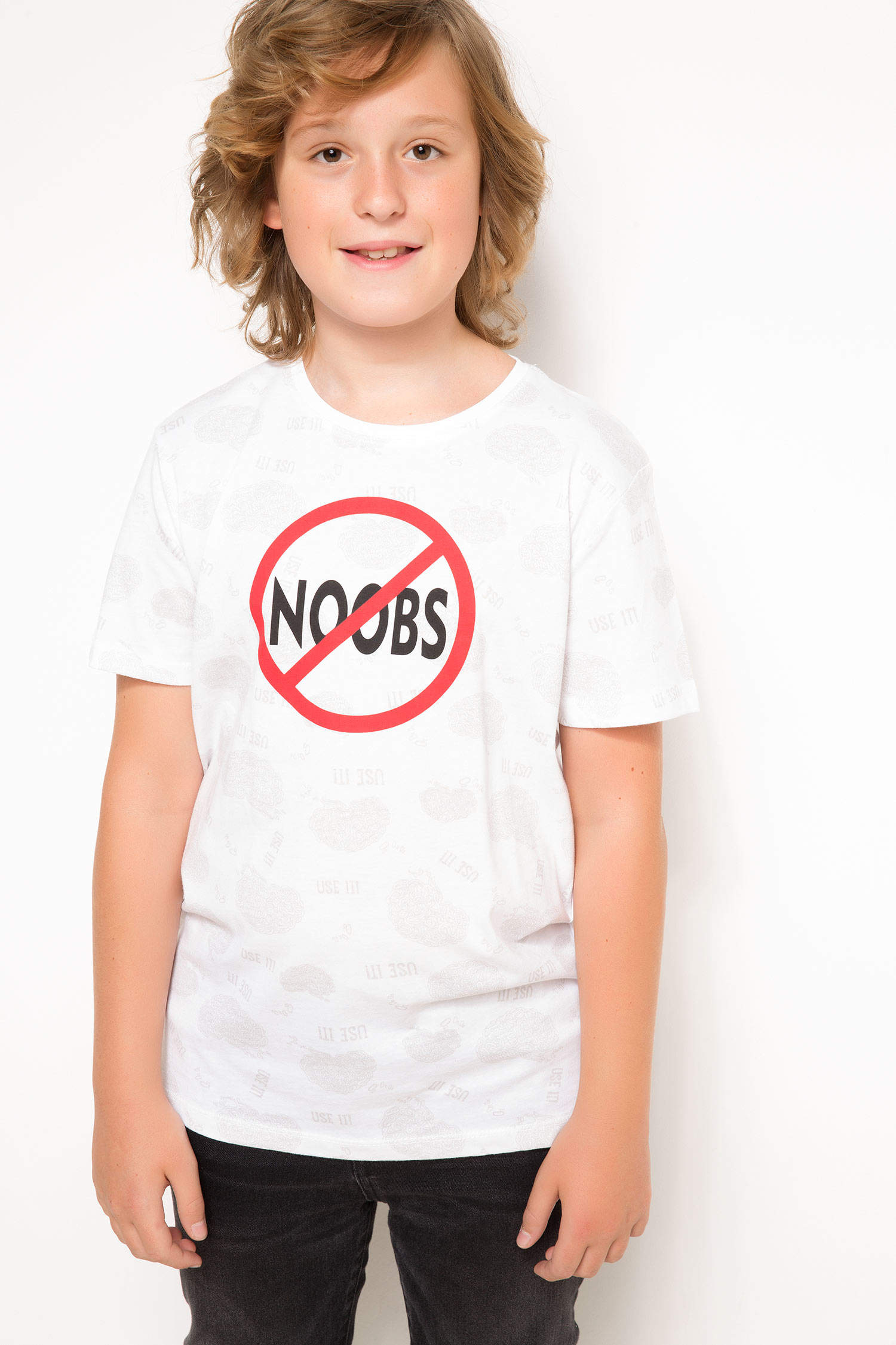 Defacto Baskılı Genç Erkek Organik T-shirt. 1