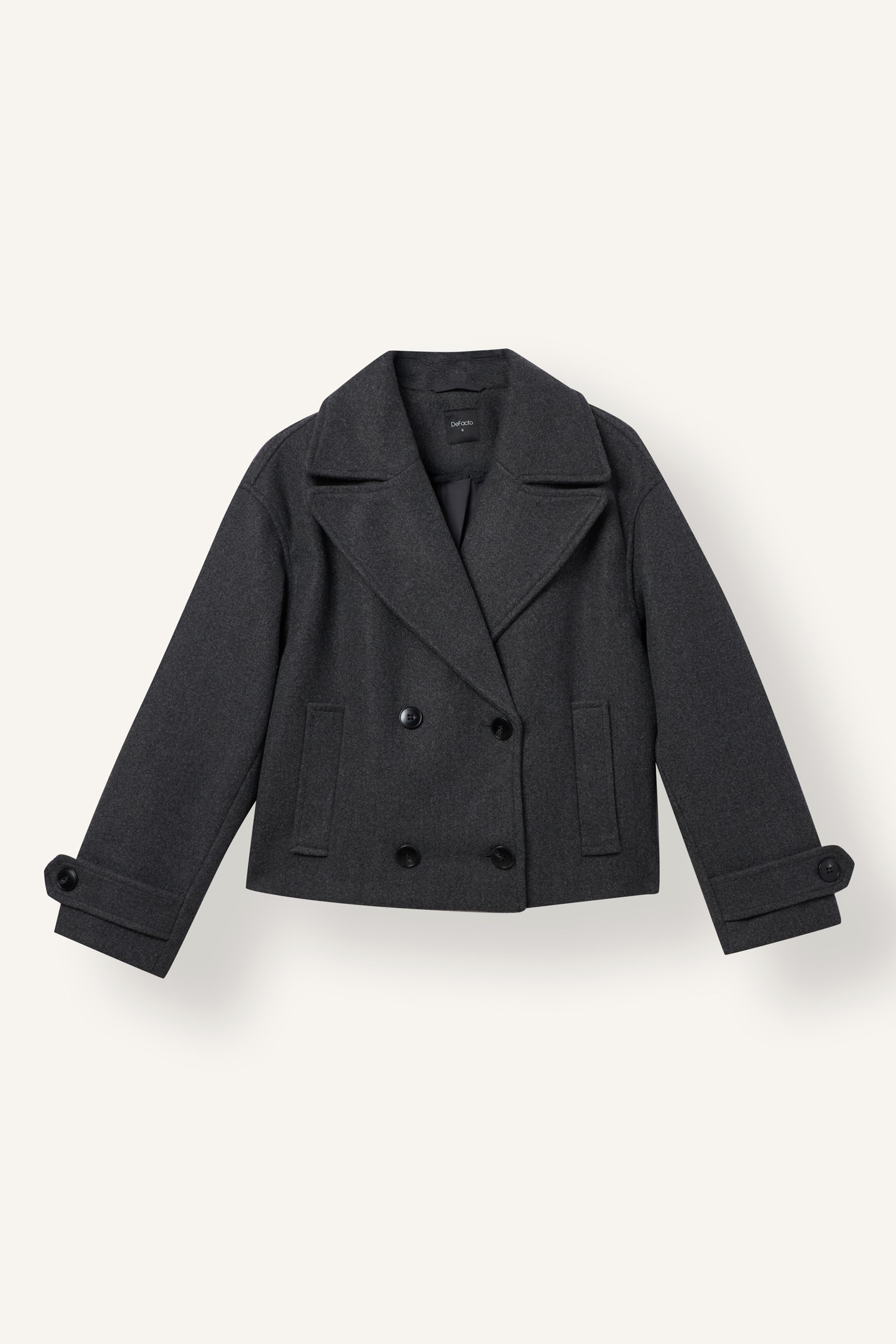 Regular Fit Kruvaze Kaşe Kaban