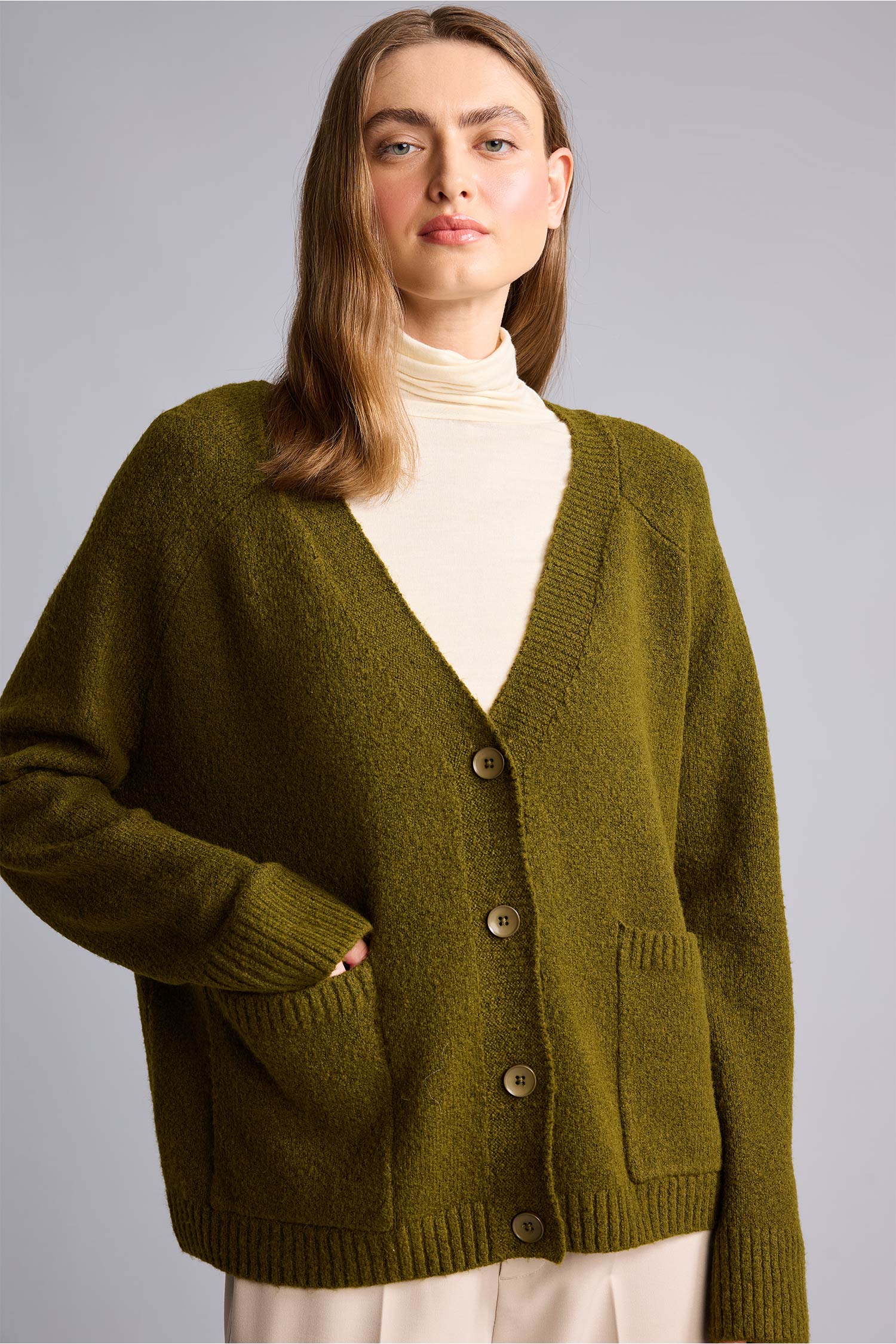 DeFacto Oversize V Yaka Cepli Basic Hırka