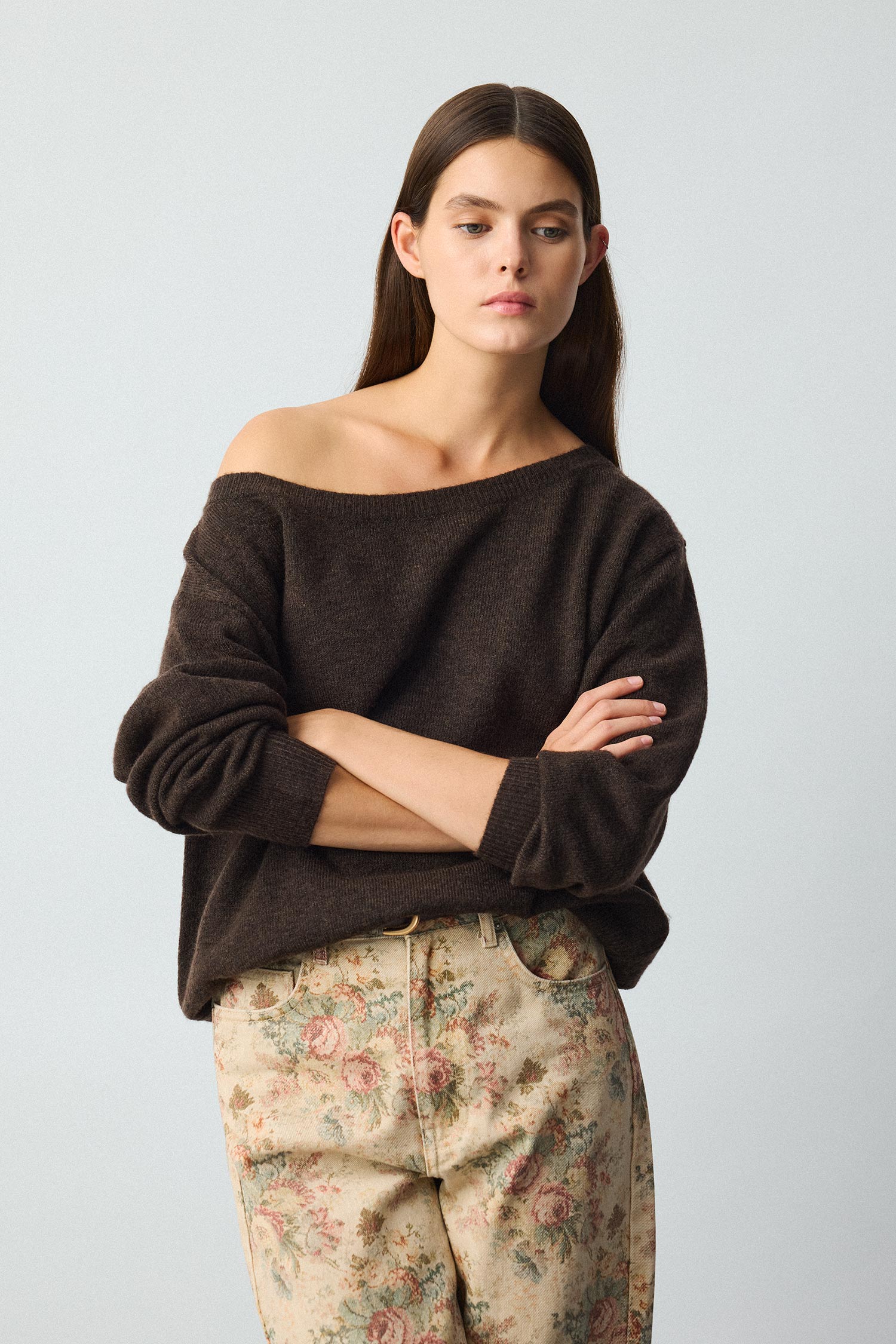 DeFacto Regular Fit Kayık Yaka Triko Basic Kazak görsel 3