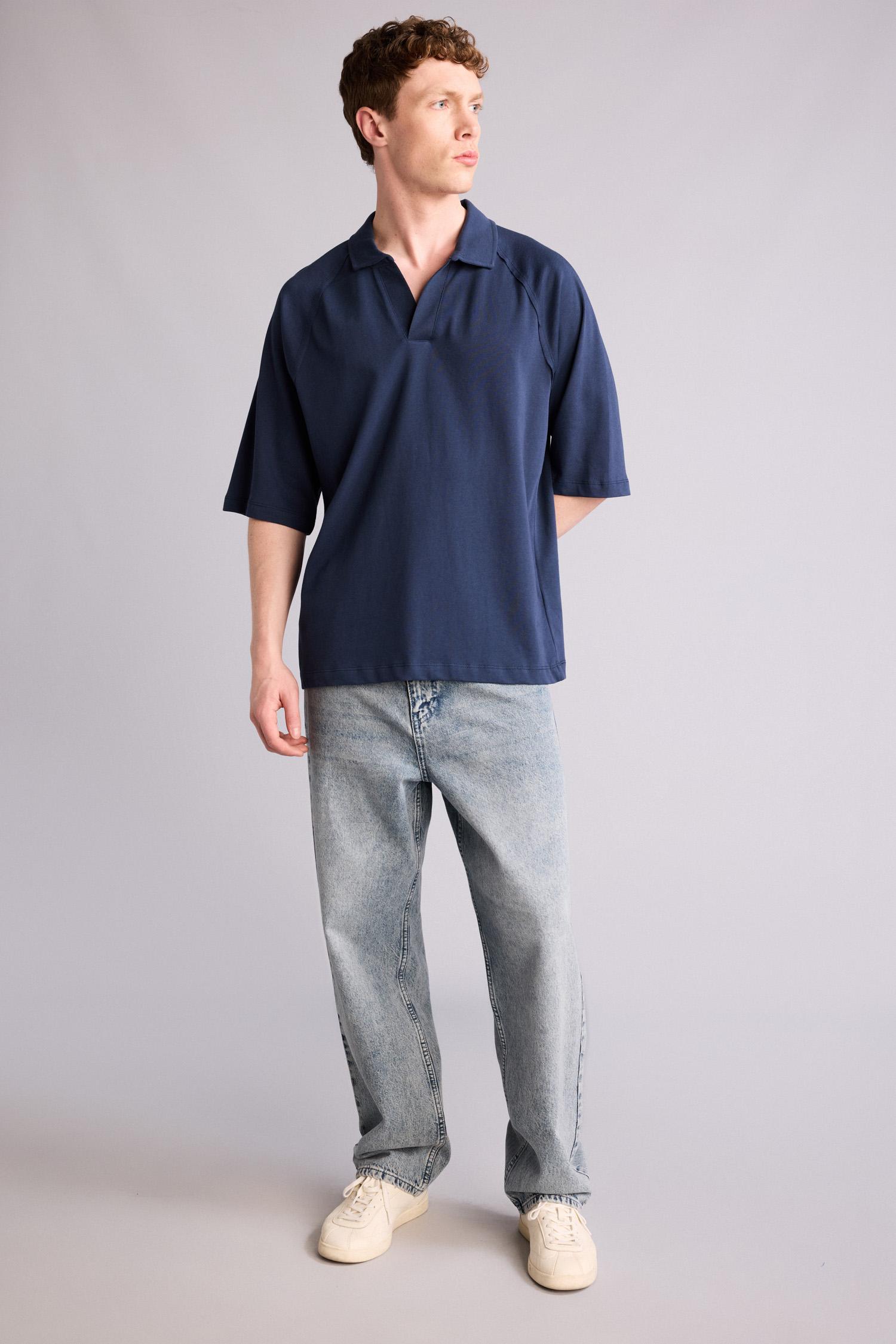 DeFacto %100 Pamuk Loose Fit Polo Tişört görsel 2