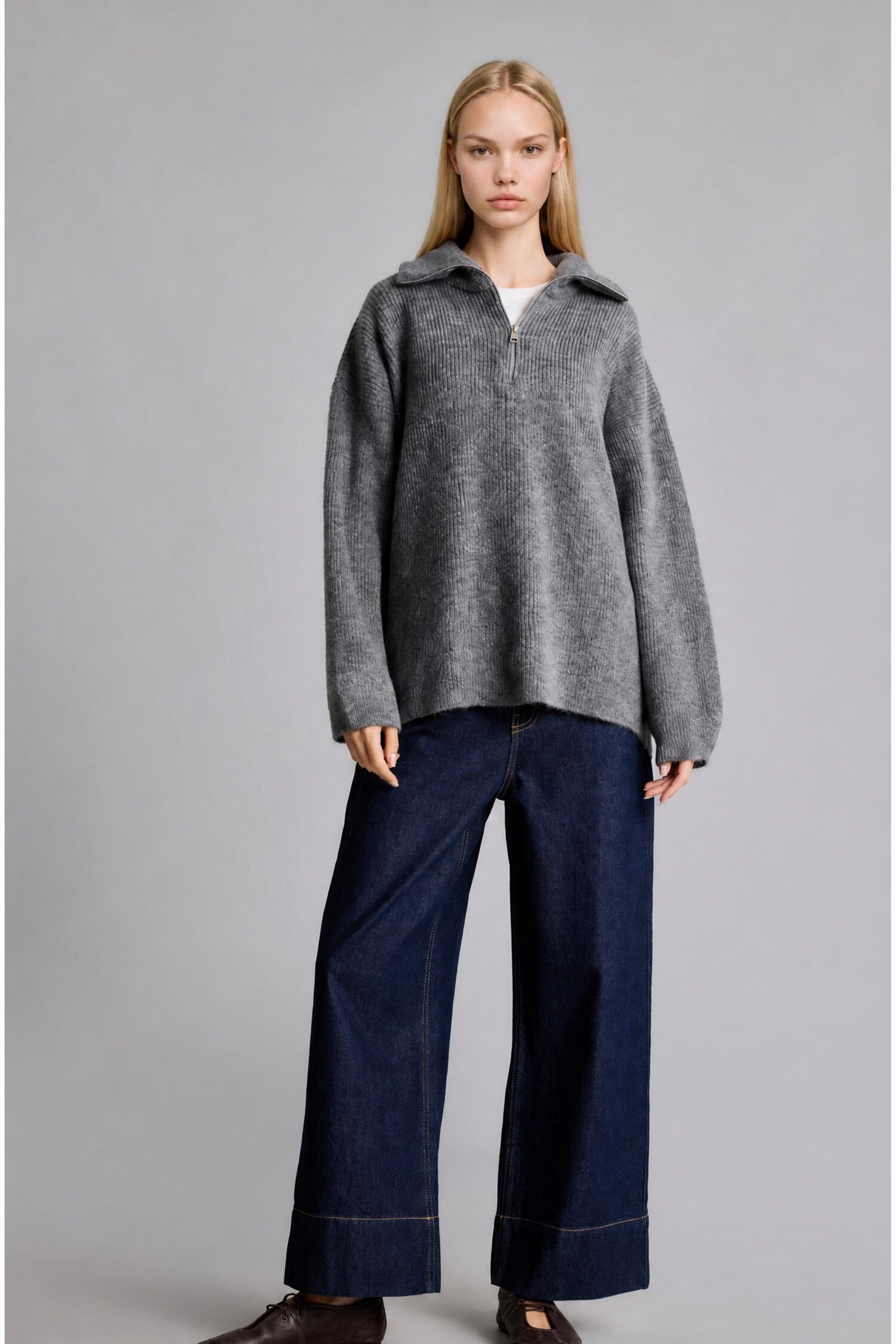 DeFacto Oversize Polo Yaka Kazak görsel 2