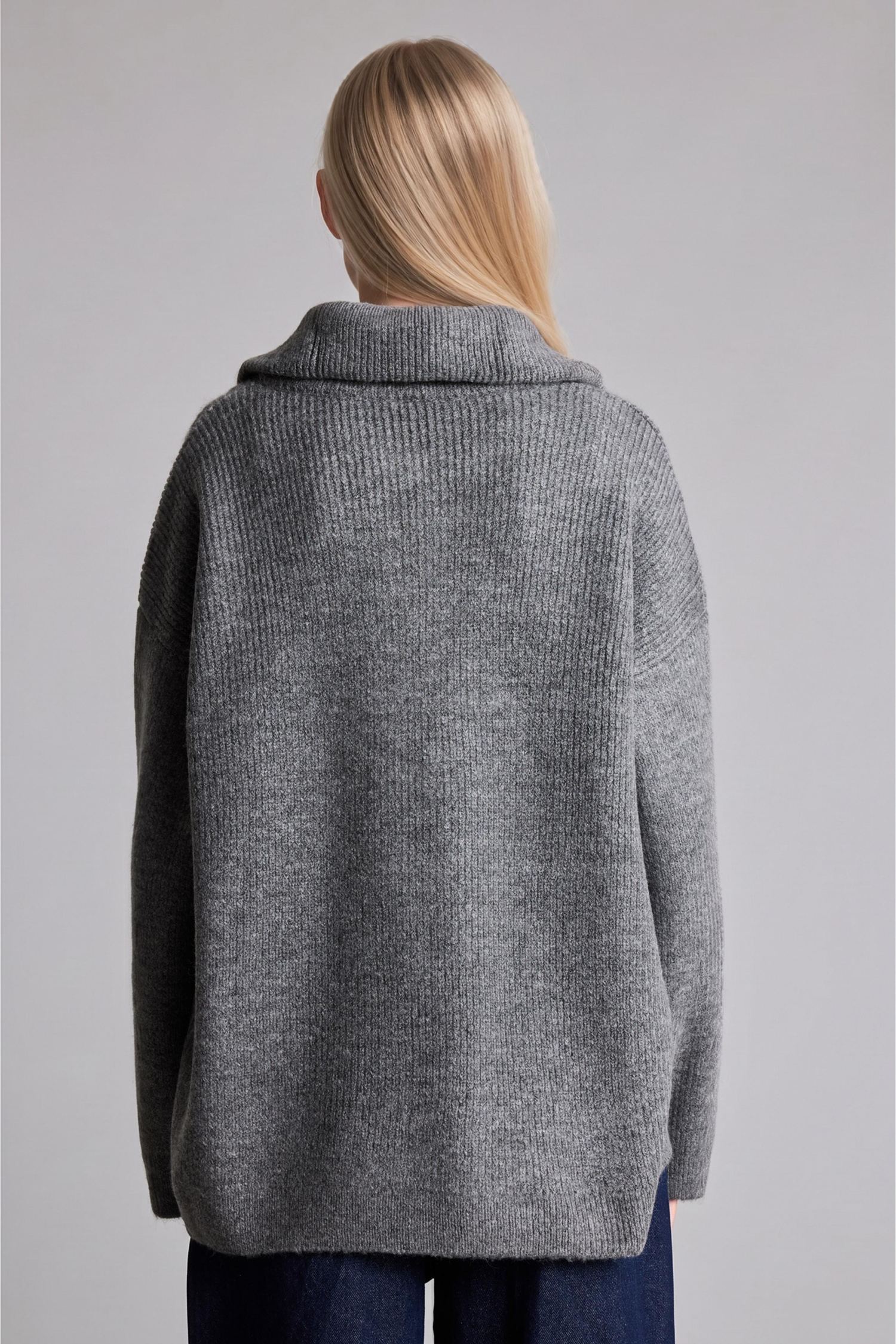 DeFacto Oversize Polo Yaka Kazak görsel 5