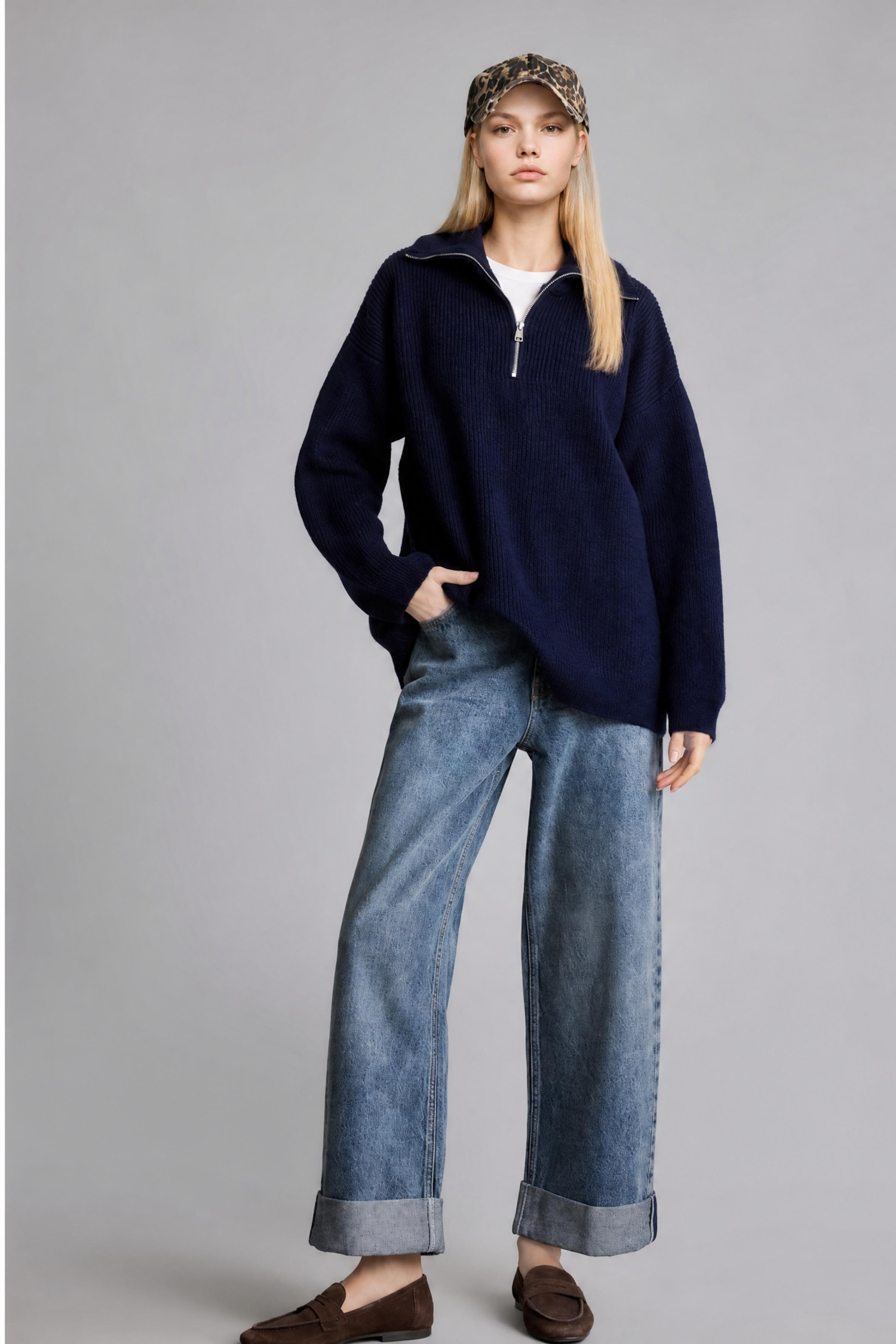 DeFacto Oversize Polo Yaka Kazak görsel 2