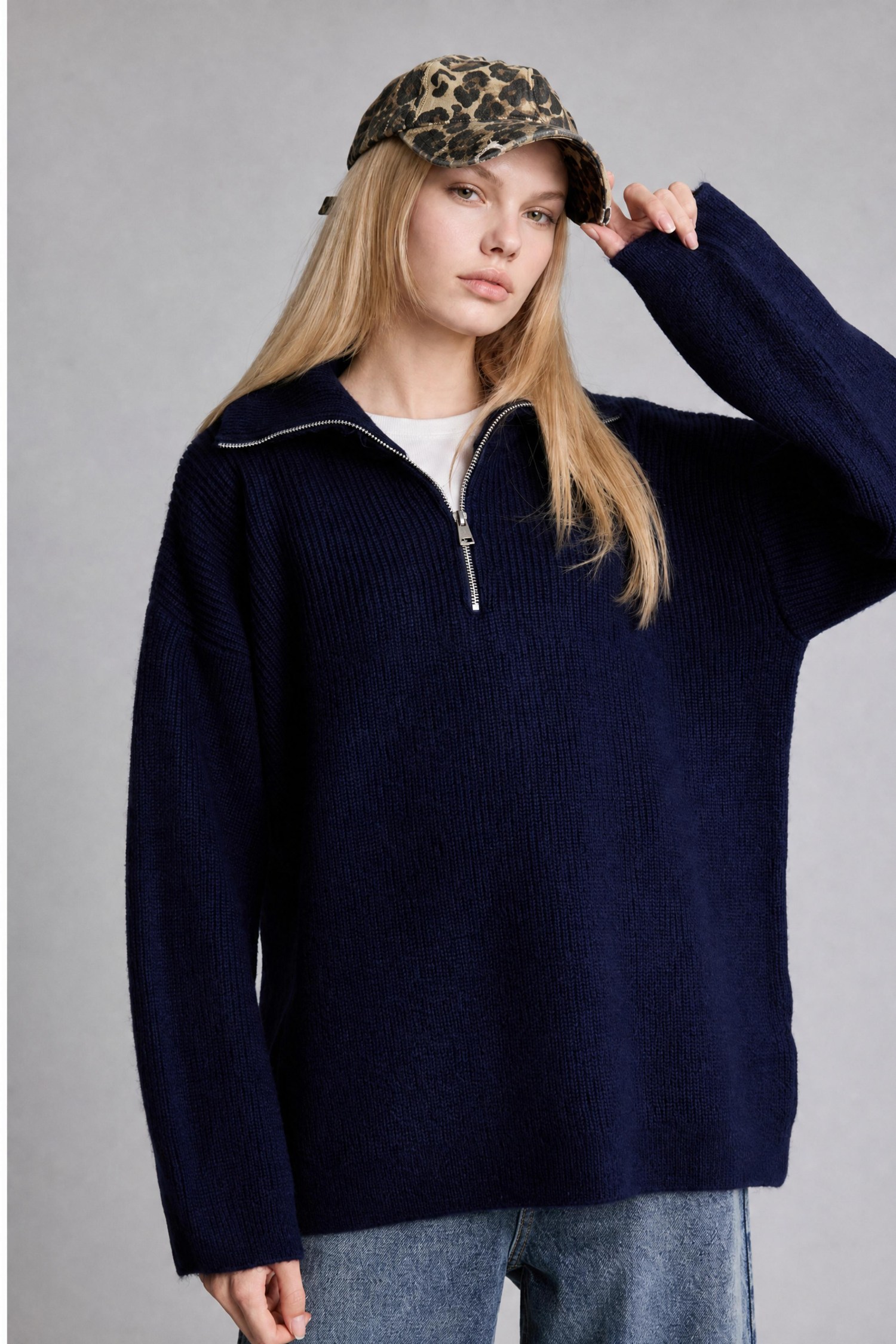 DeFacto Oversize Polo Yaka Kazak görsel 3
