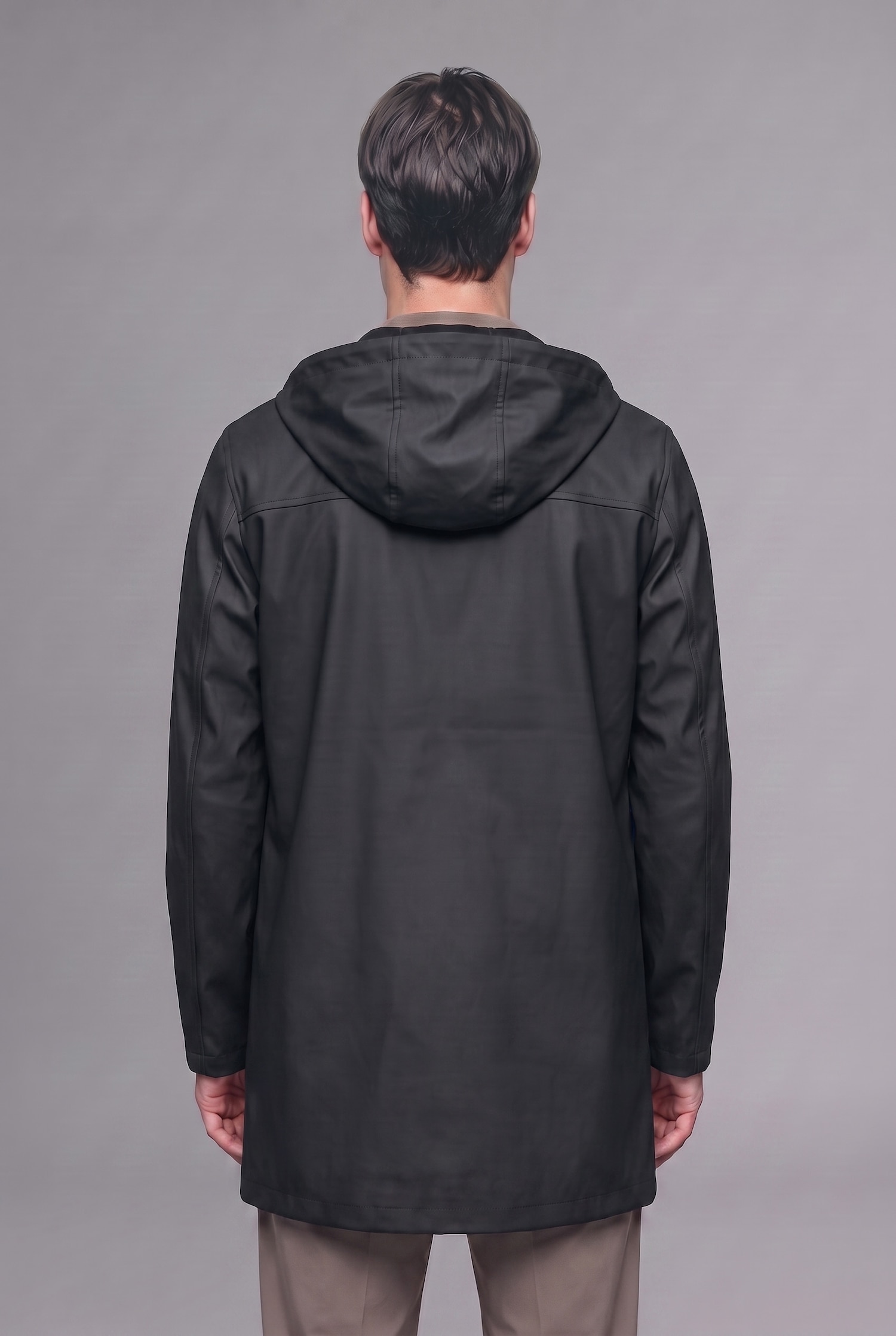DeFacto Regular Fit Su Geçirmez Kapüşonlu Suni Deri Parka görsel 4