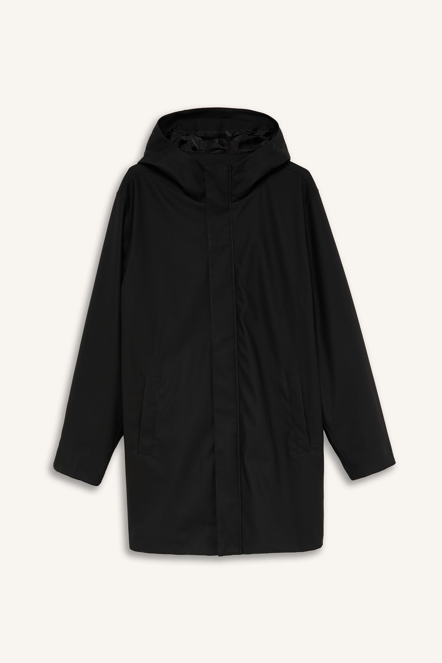 DeFacto Regular Fit Su Geçirmez Kapüşonlu Suni Deri Parka görsel 6