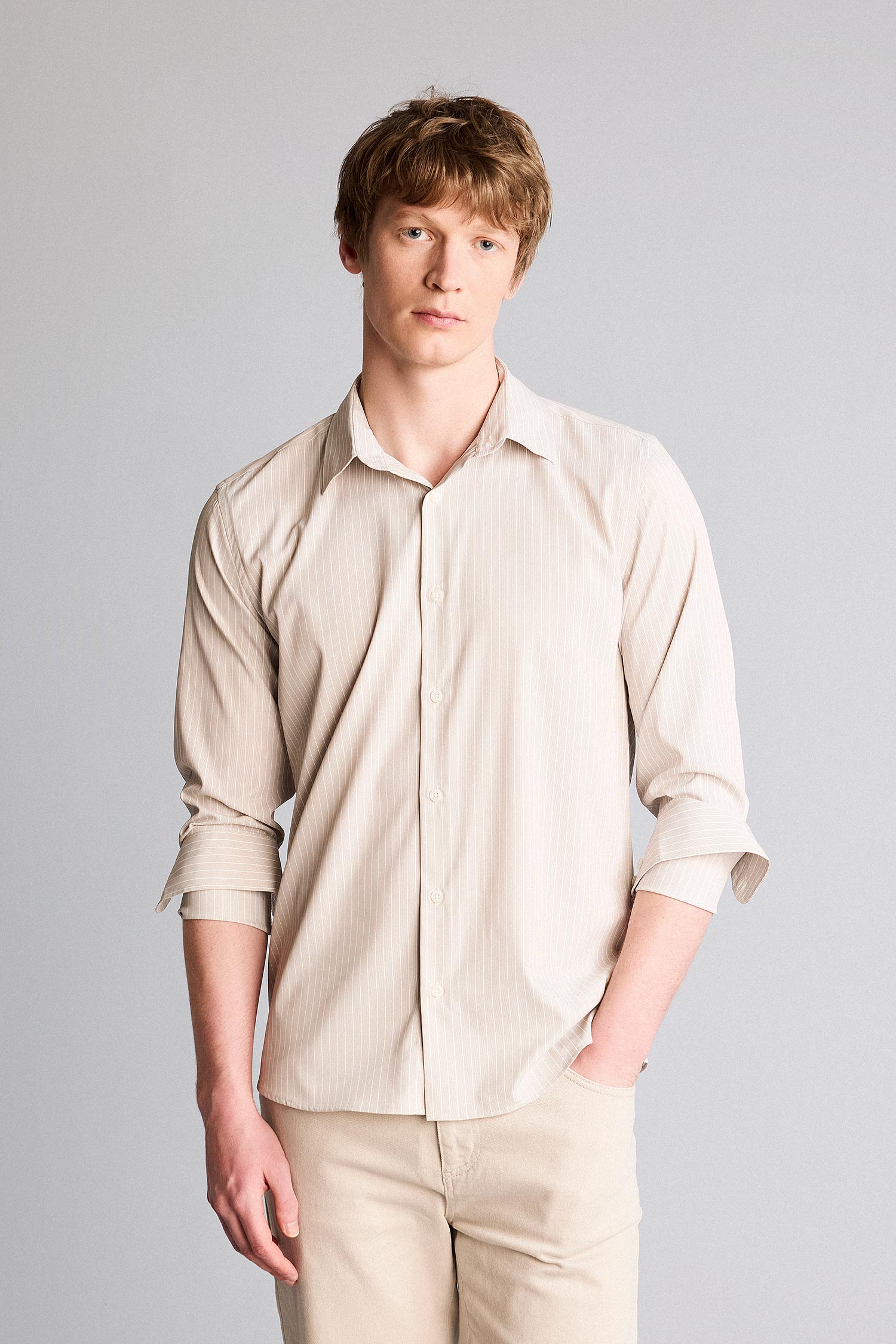 DeFacto Slim Fit Uzun kollu Poplin Gömlek görsel 3