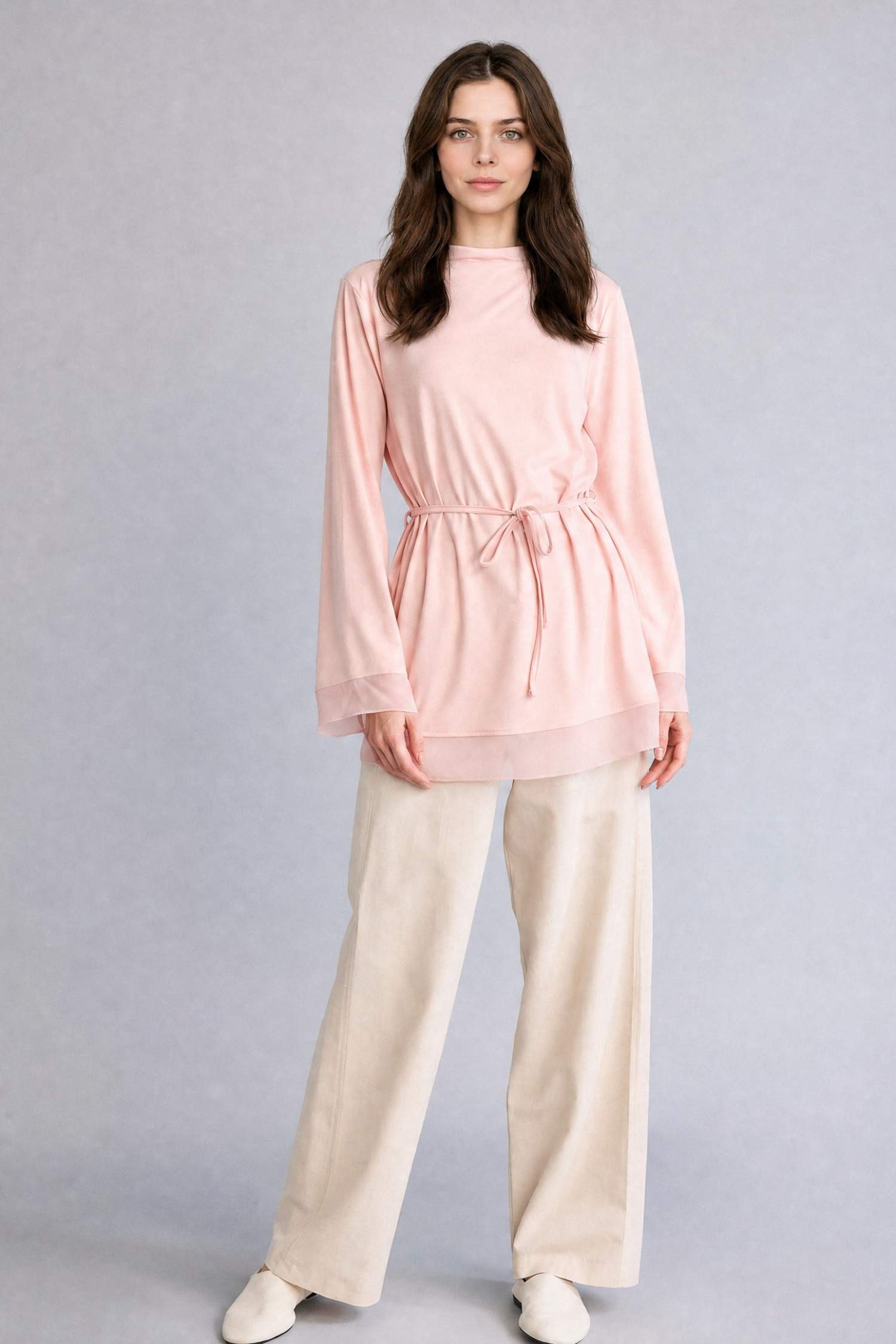 Pink Woman Regular Fit Crew Neck Light Pink Tunic 3462203 | DeFacto