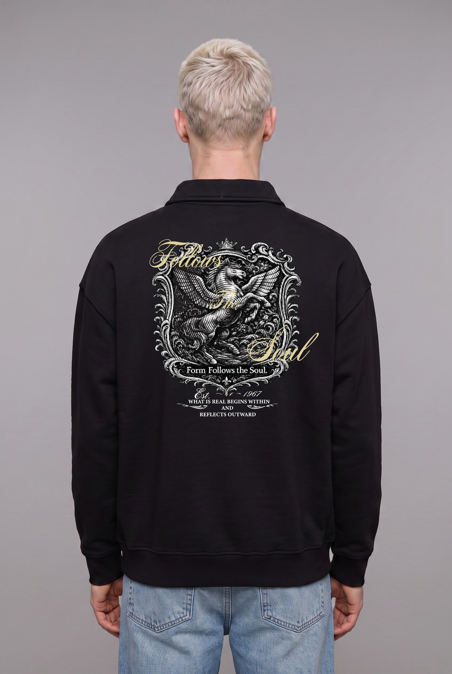DeFacto Boxy Fit Polo Yaka İşlemeli Sweatshirt