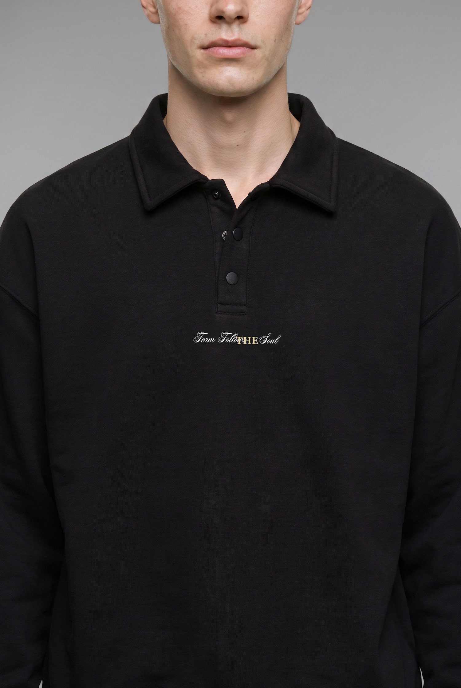 DeFacto Boxy Fit Polo Yaka İşlemeli Sweatshirt görsel 6