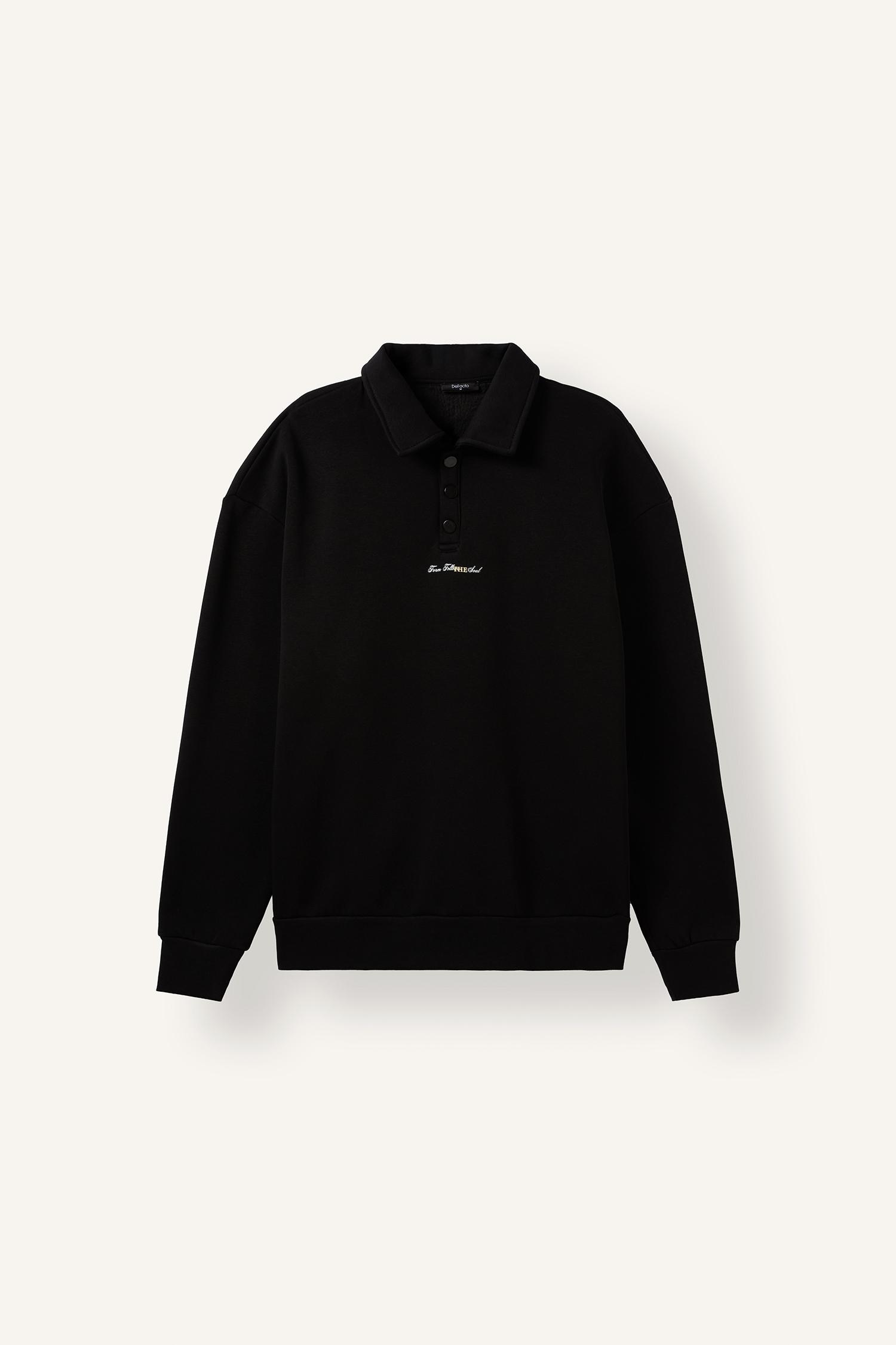 DeFacto Boxy Fit Polo Yaka İşlemeli Sweatshirt görsel 7