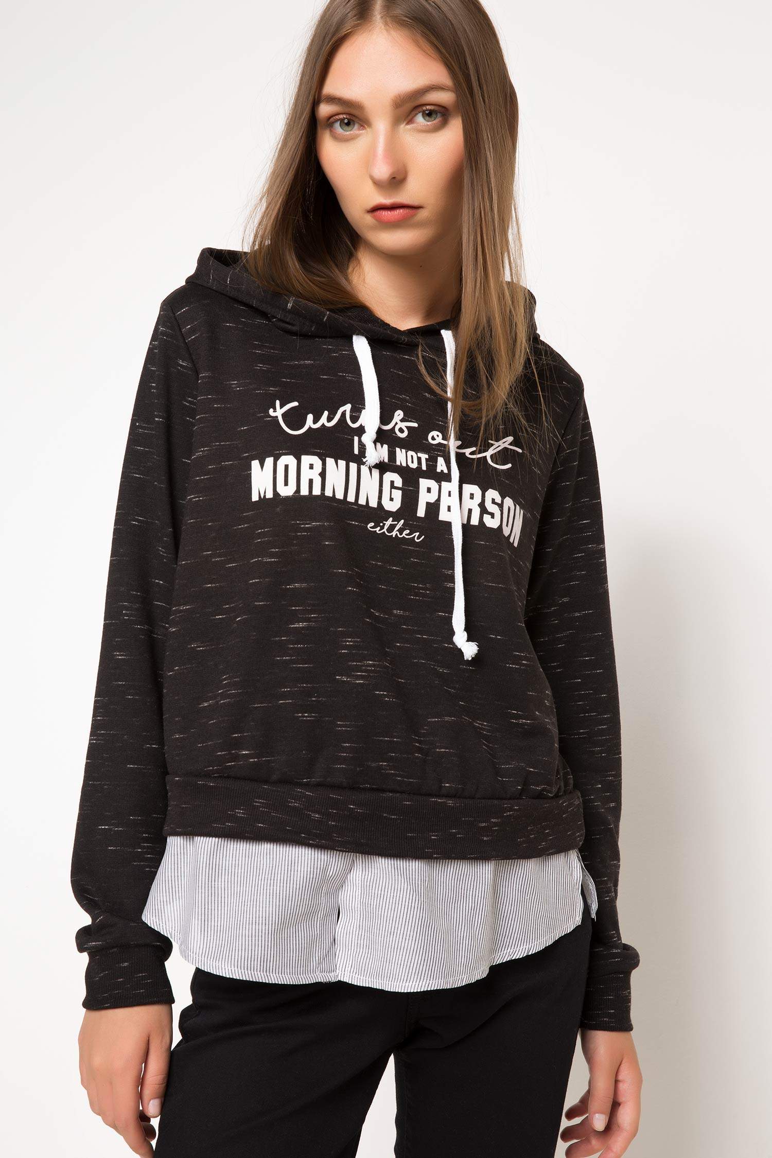 Defacto Kapüşonlu Baskılı Sweatshirt. 1