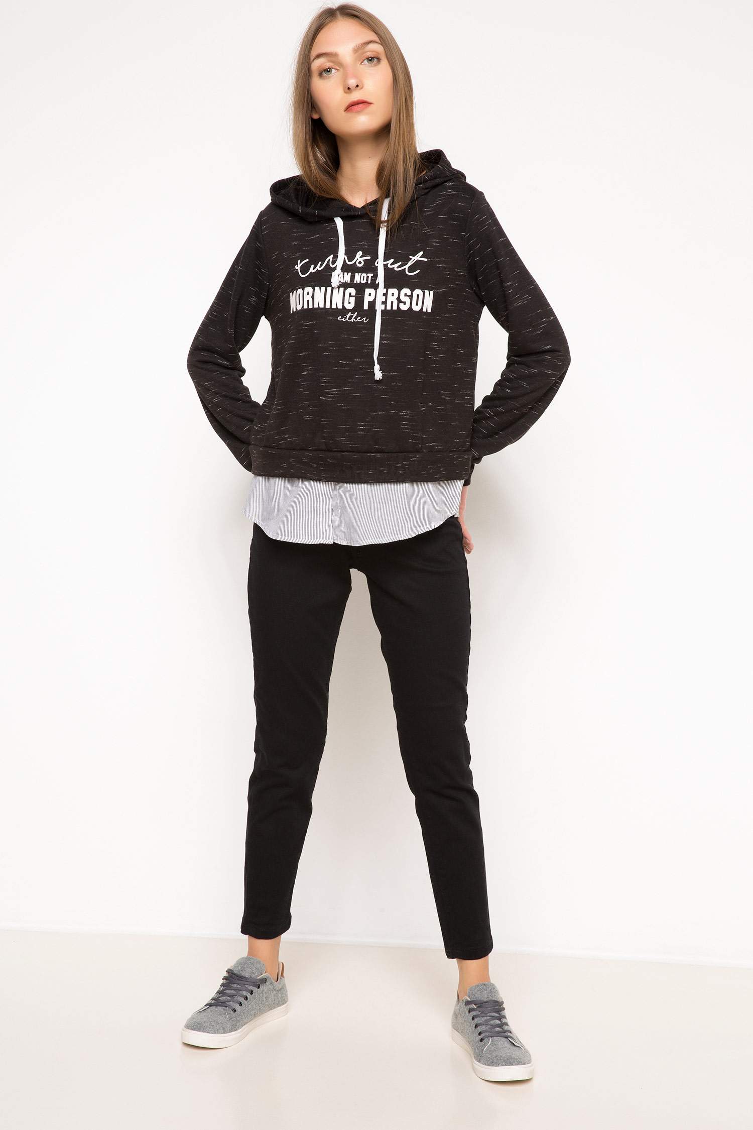 Defacto Kapüşonlu Baskılı Sweatshirt. 2