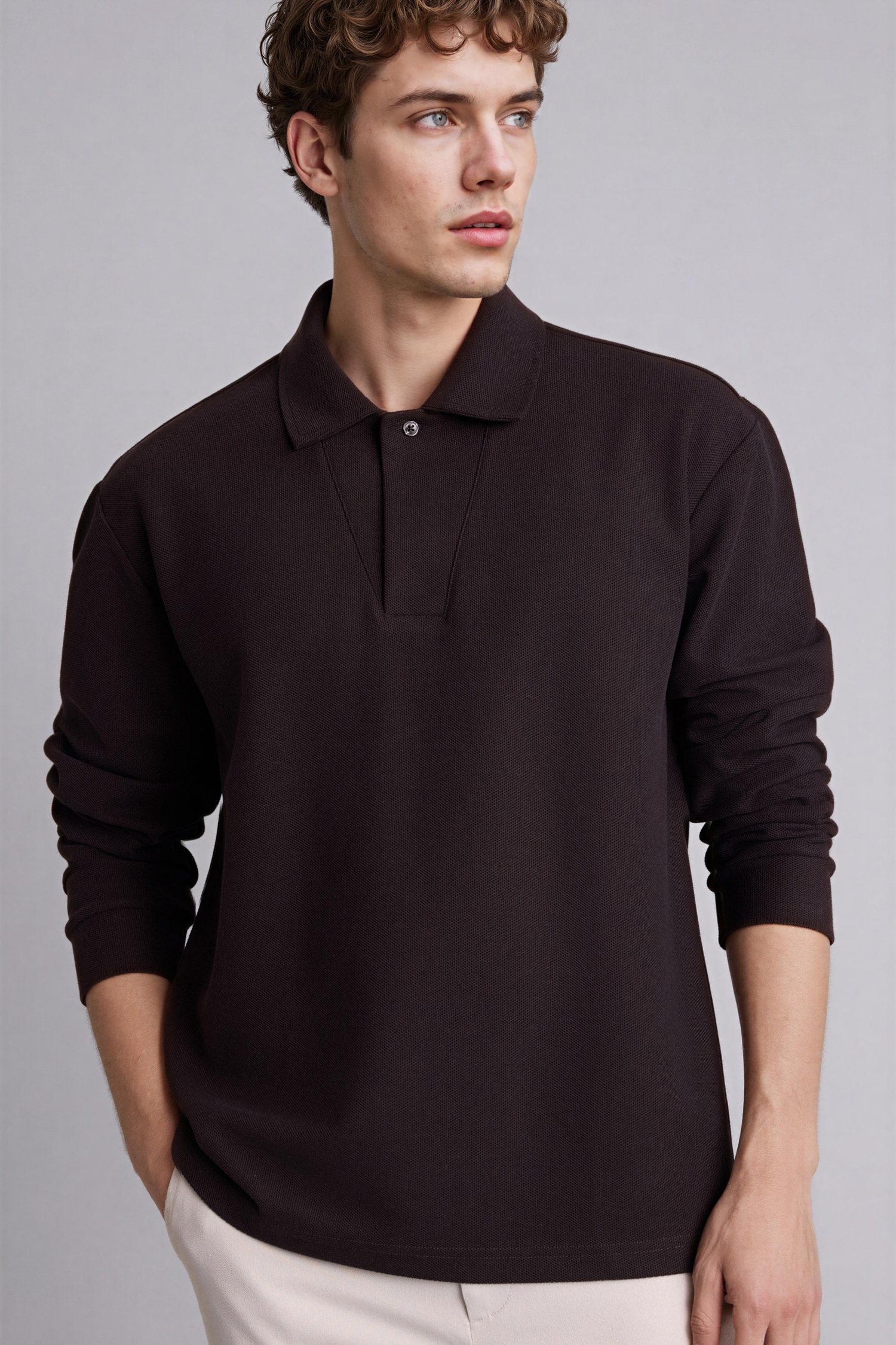 DeFacto Pamuklu Regular Fıt Polo Yaka Pike Sweatshirt