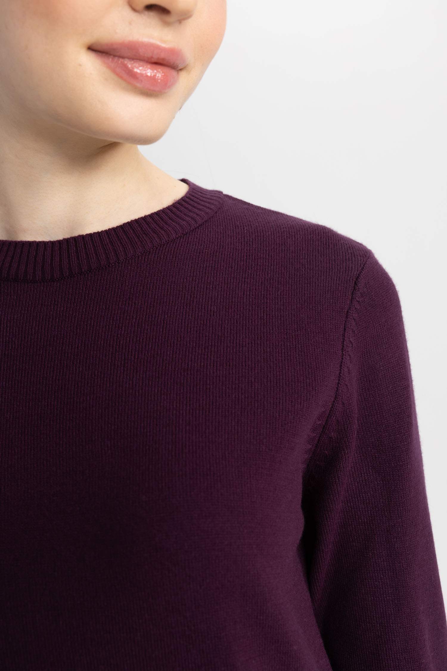 Regular Fit Bisiklet Yaka Yırtmaçlı Basic Düz Triko Kazak Tunik