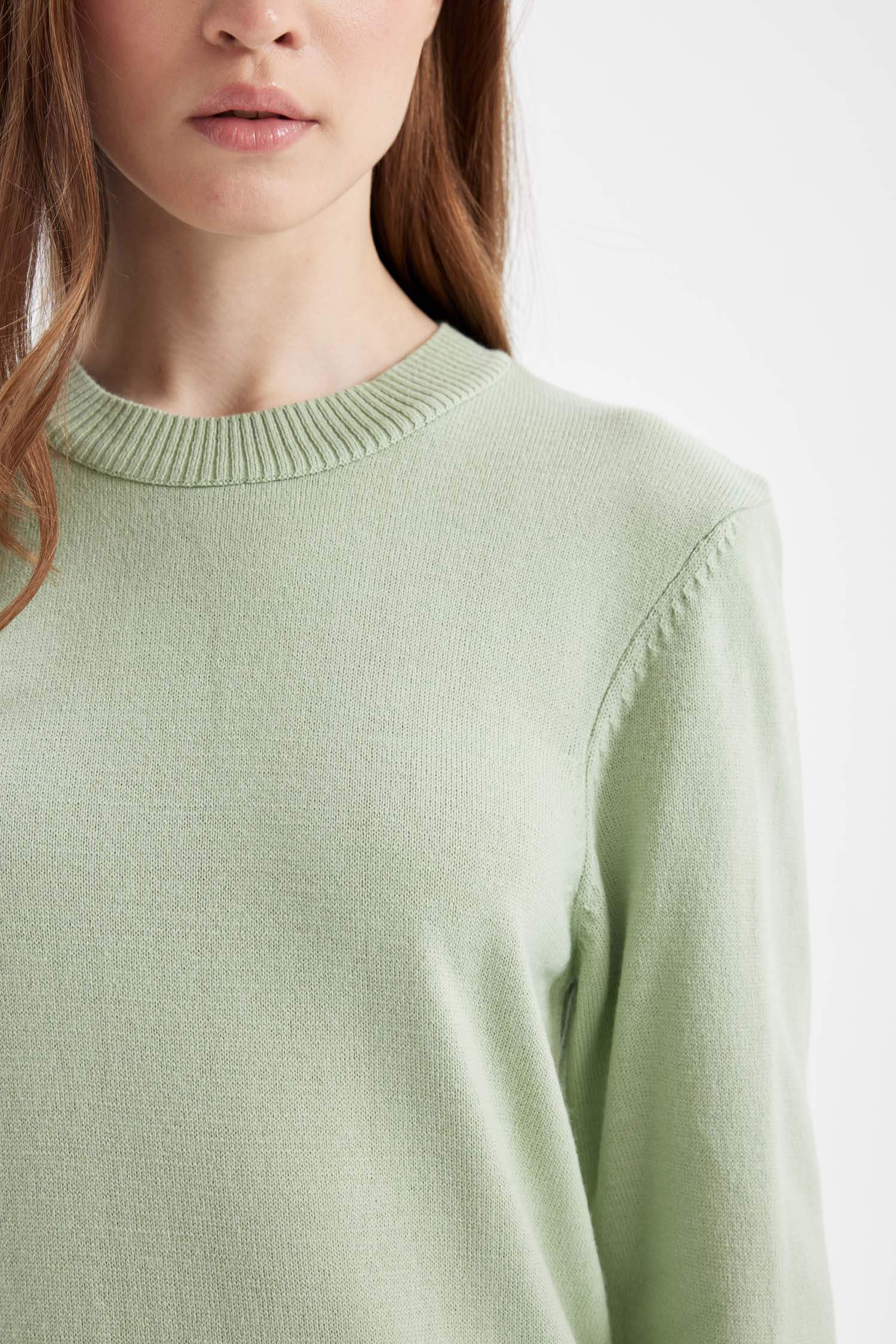 Regular Fit Bisiklet Yaka Yırtmaçlı Basic Düz Triko Kazak Tunik