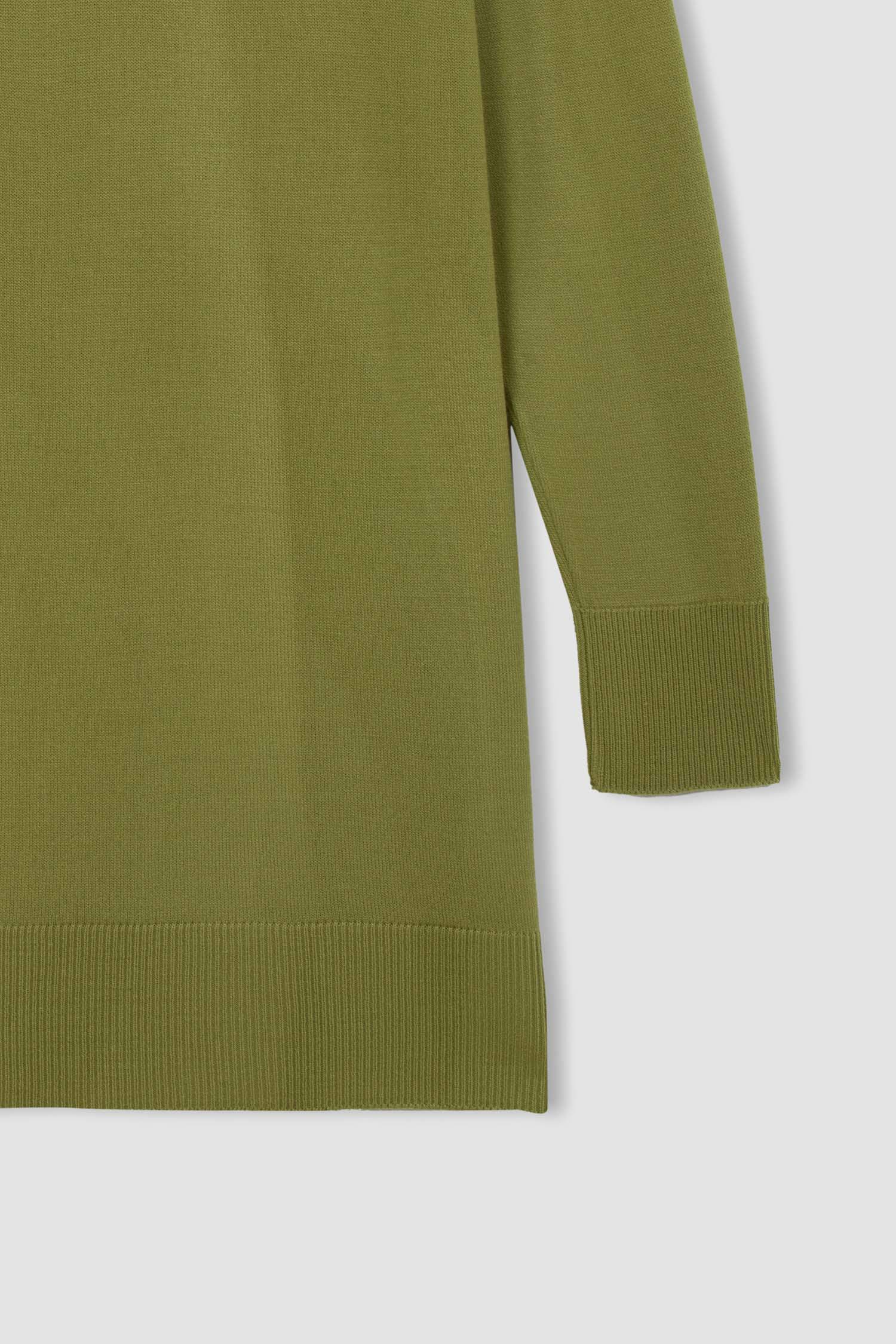 Regular Fit Bisiklet Yaka Yırtmaçlı Basic Düz Triko Kazak Tunik