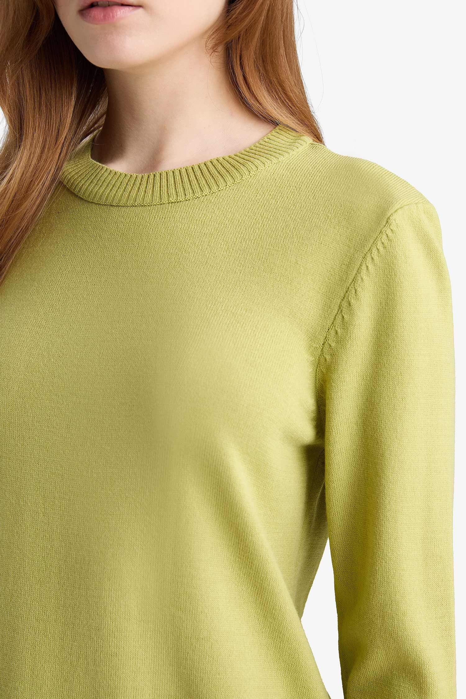 Tunique pull tricot basique à col rond fente sur le côté Coupe régulière