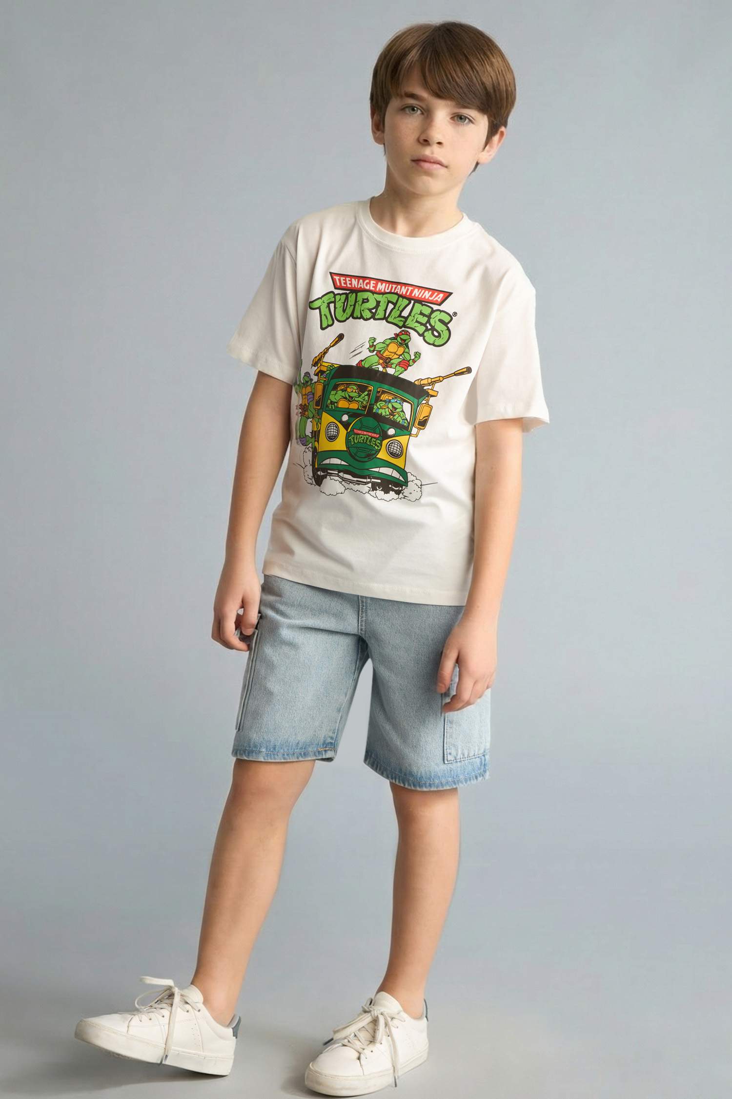 Ekru Erkek Çocuk - Genç Erkek %100 Pamuk Nınja Turtles-Retro New Ekru Erkek Çocuk - Genç Erkek %100 Pamuk Nınja Turtles-Retro New