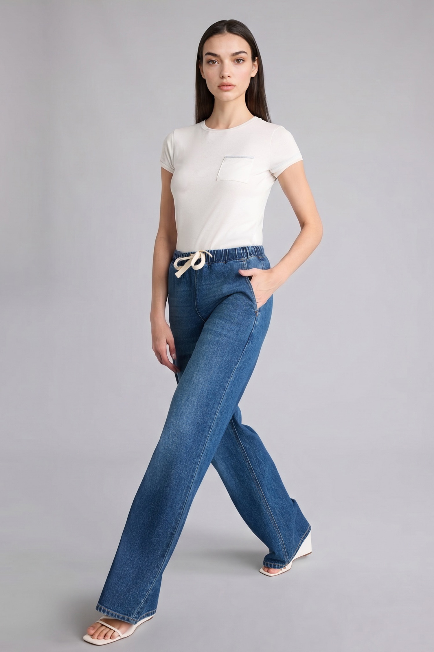 DeFacto Wide Leg Yüksek Bel Jean Pantolon görsel 2