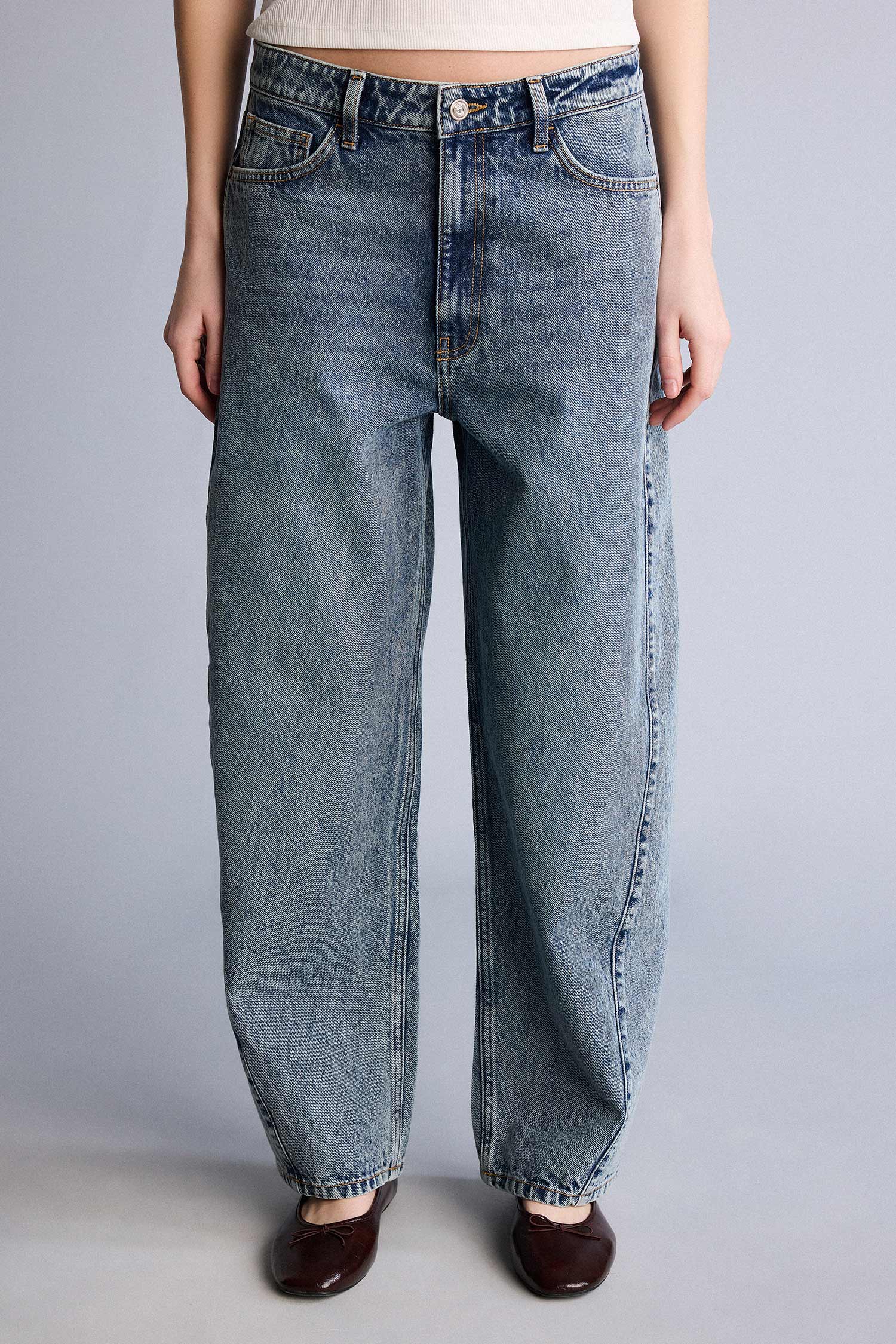 DeFacto Barrel Fit Yüksek Bel Jean Pantolon görsel 3