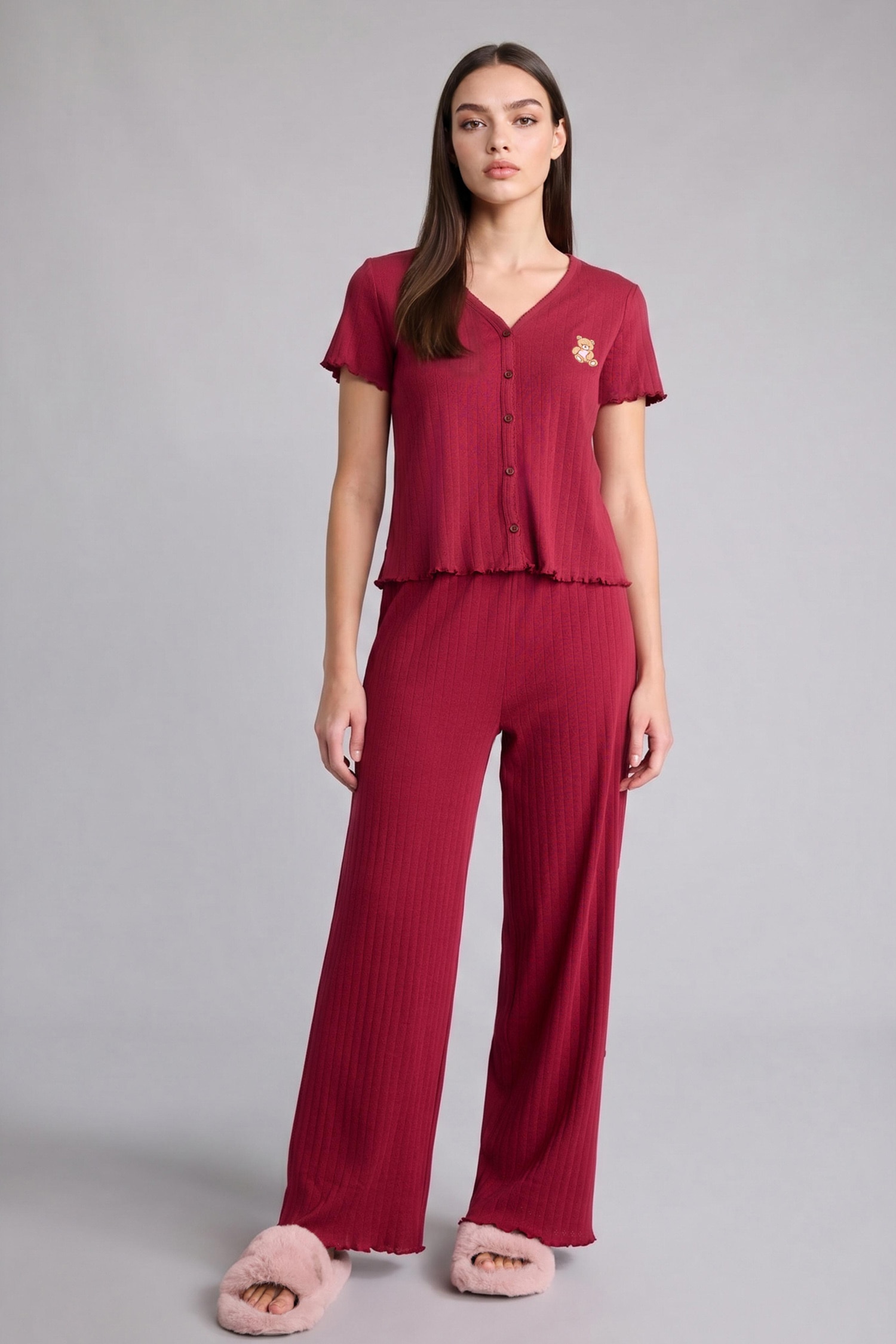 DeFacto %100 Pamuk Desenli 2'li Pijama Takımı