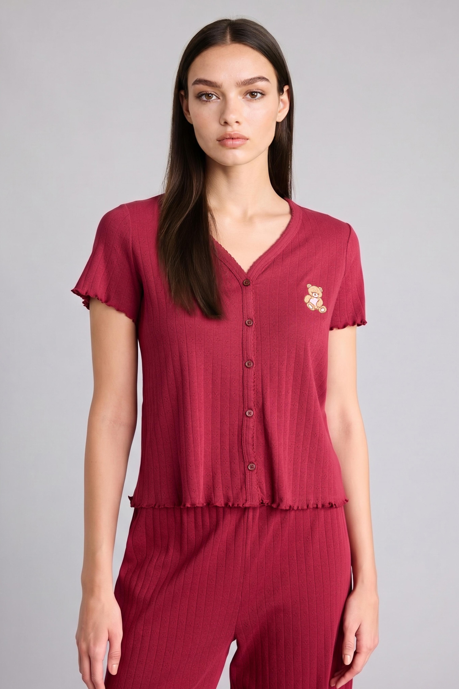 DeFacto %100 Pamuk Desenli 2'li Pijama Takımı görsel 3