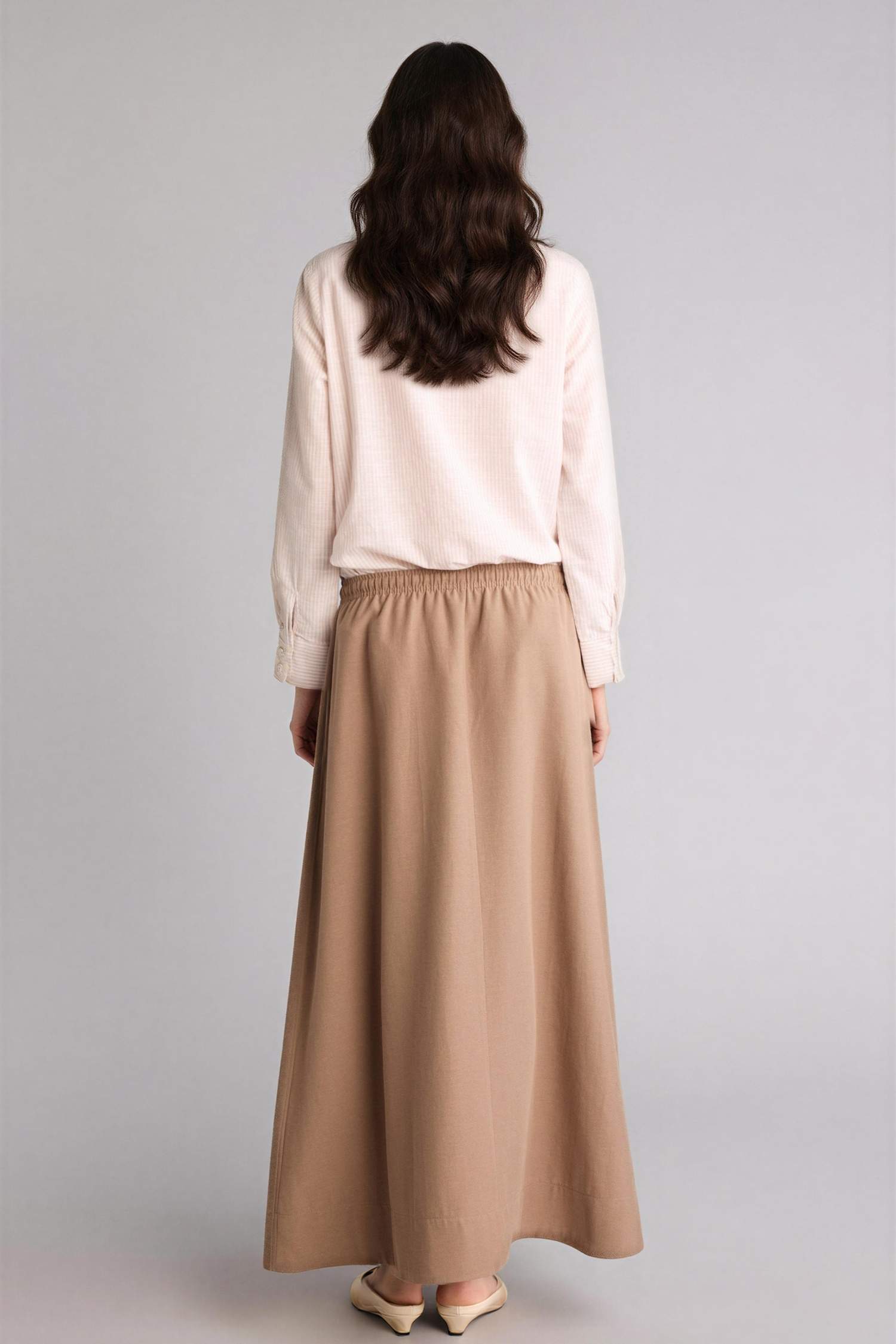 Brown WOMAN A Line Linen Blended Maxi Skirt 3515187 | DeFacto