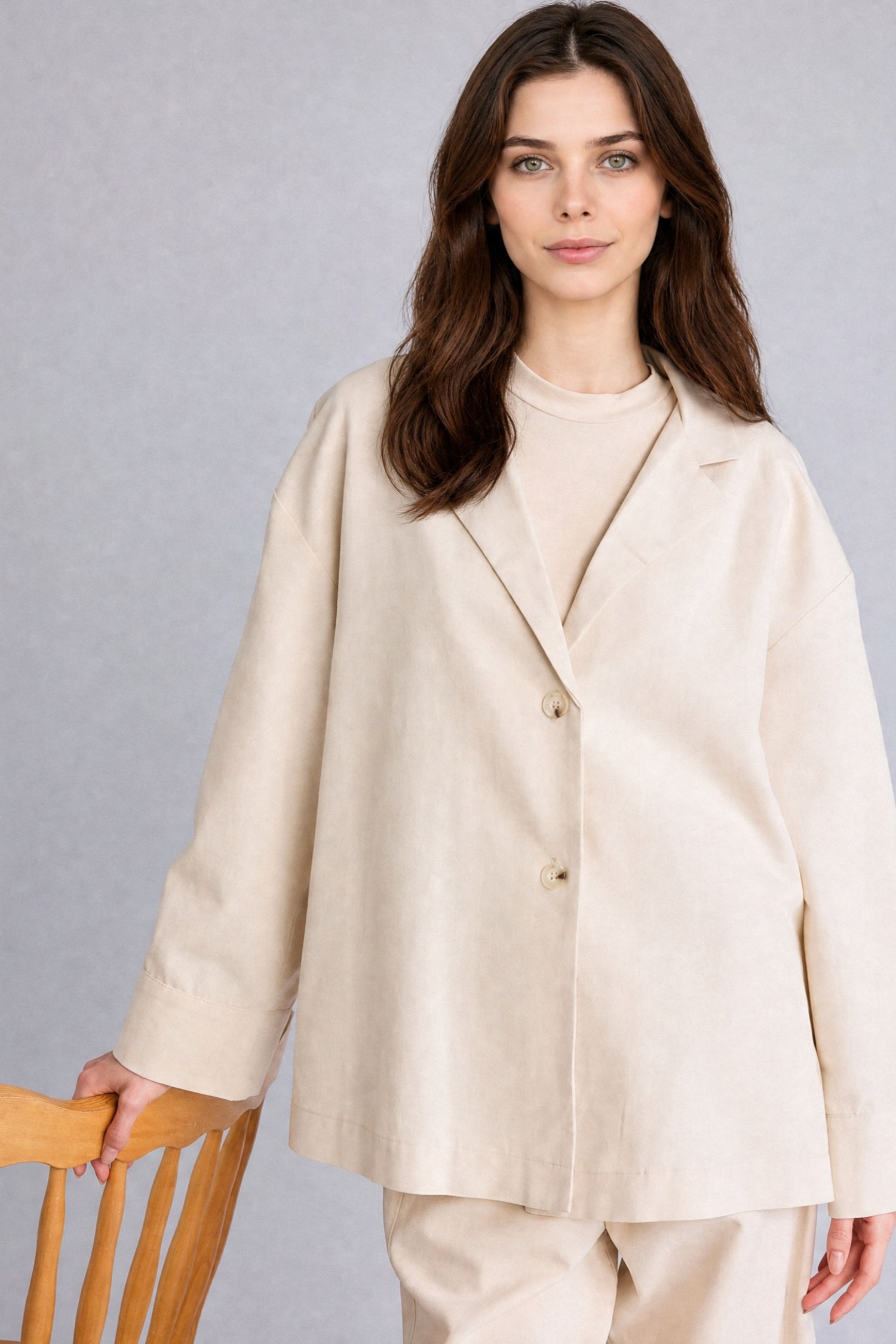 DeFacto Relax Fıt Keten Karışımlı Blazer Ceket görsel 3