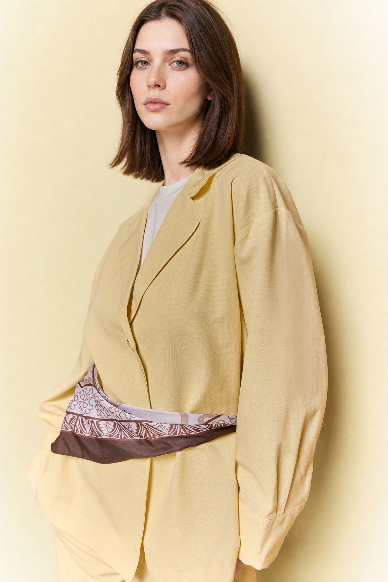 Relax Fit Linen Blended Long Sleeve Tunic