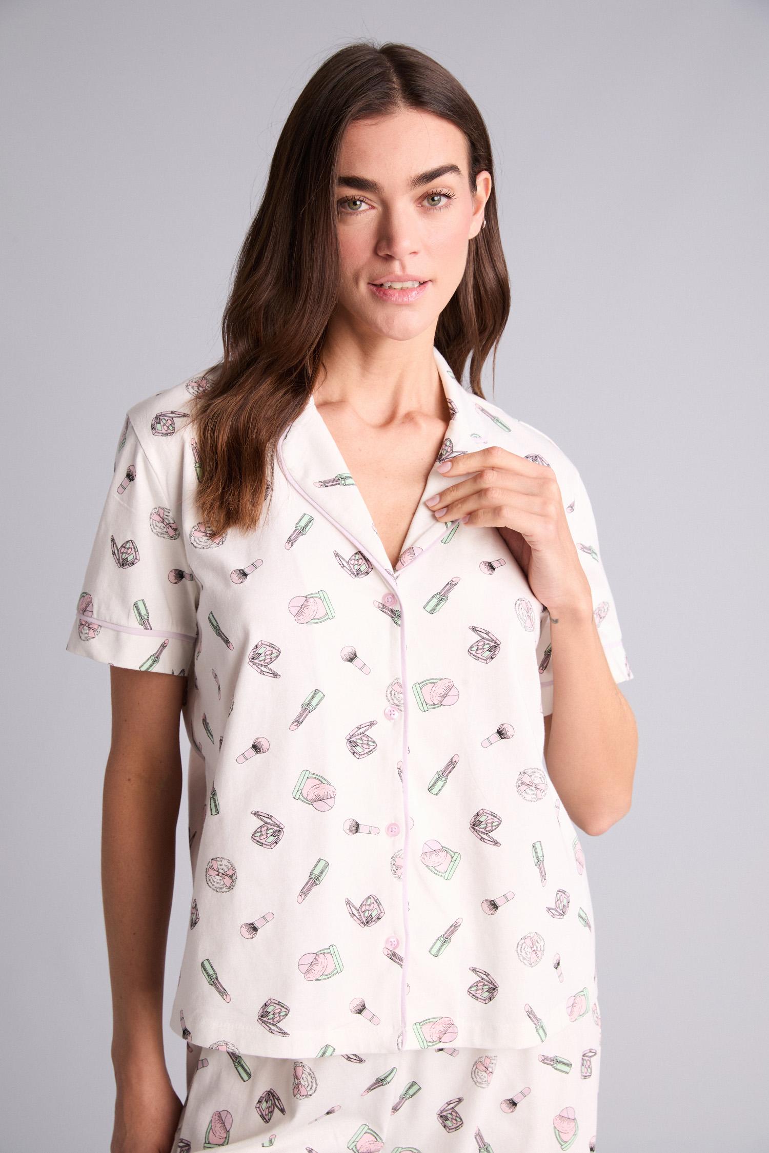 DeFacto %100 Pamuk Regular Fıt Kısa Kollu Baskılı Pijama Takımı görsel 6