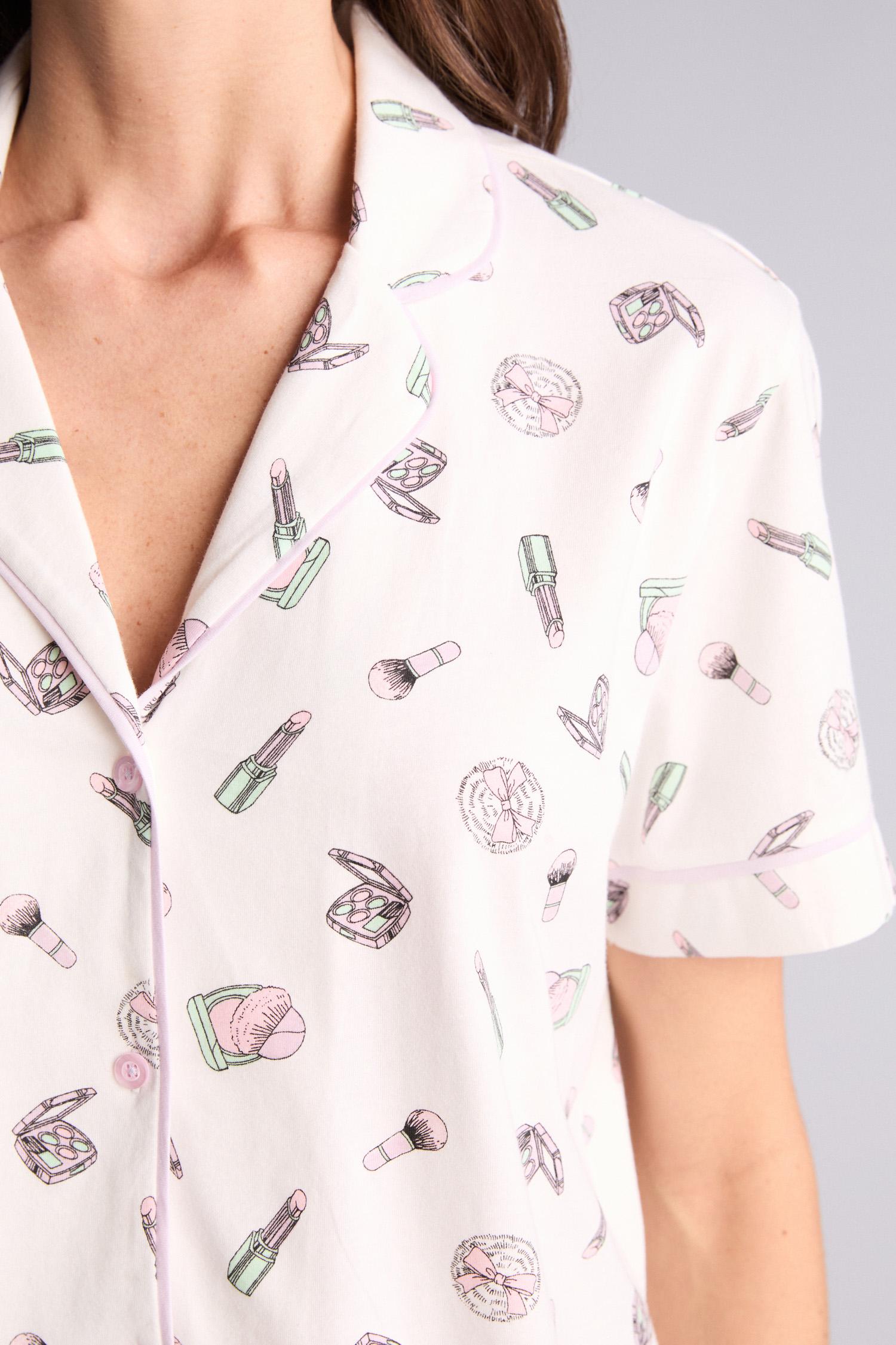 DeFacto %100 Pamuk Regular Fıt Kısa Kollu Baskılı Pijama Takımı görsel 7
