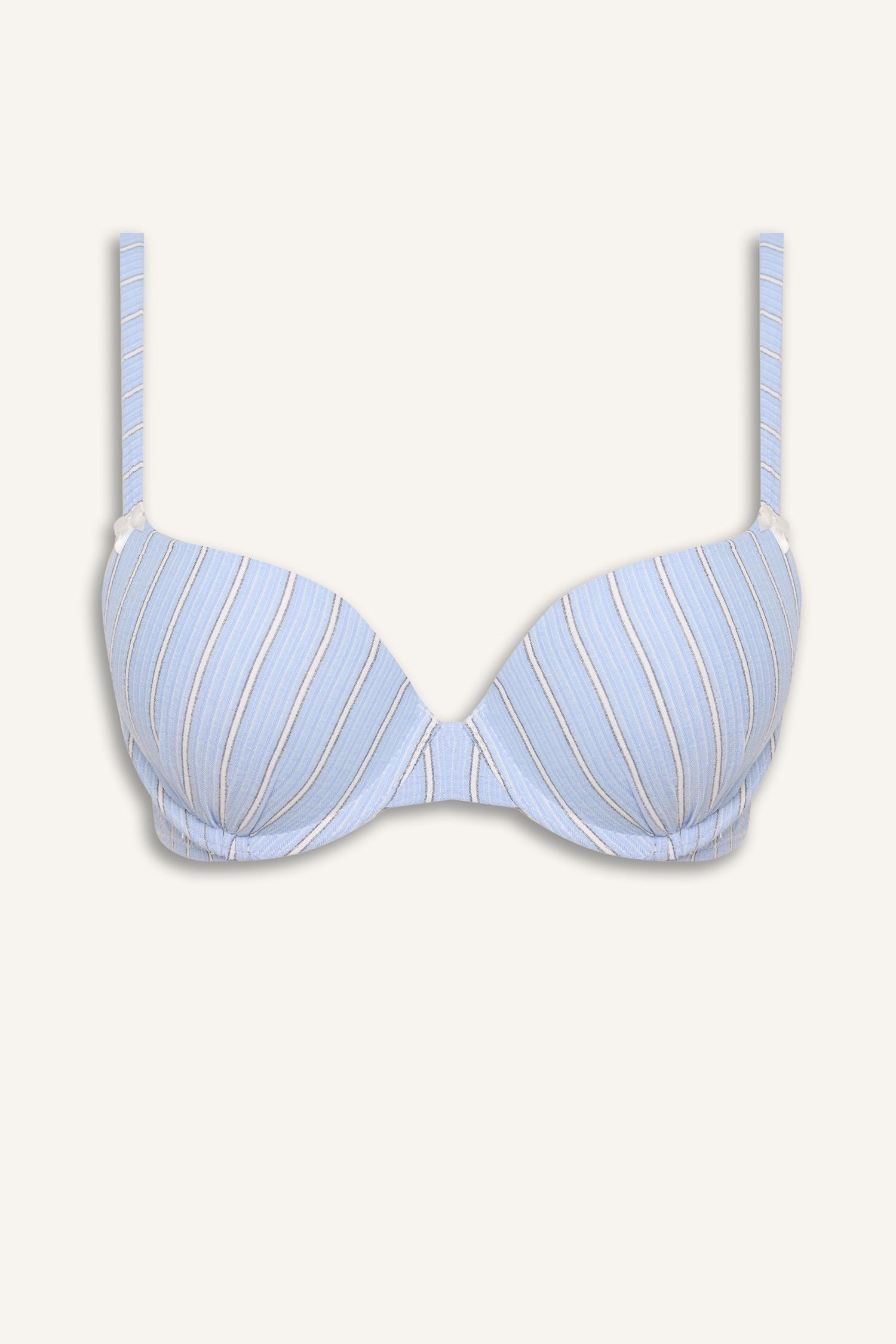 DeFacto Poplin Kaplı Push Up Balenli Çizgili Bra görsel 6