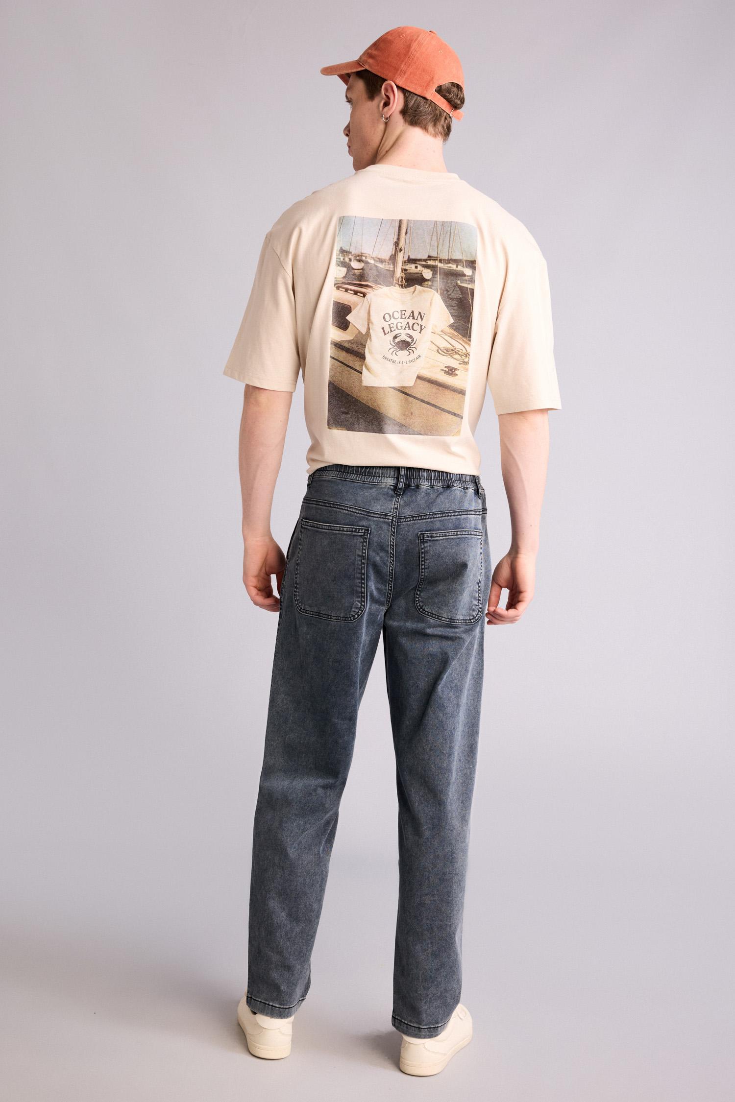 DeFacto Wıde Leg Beli Lastikli Jean Pantolon görsel 6