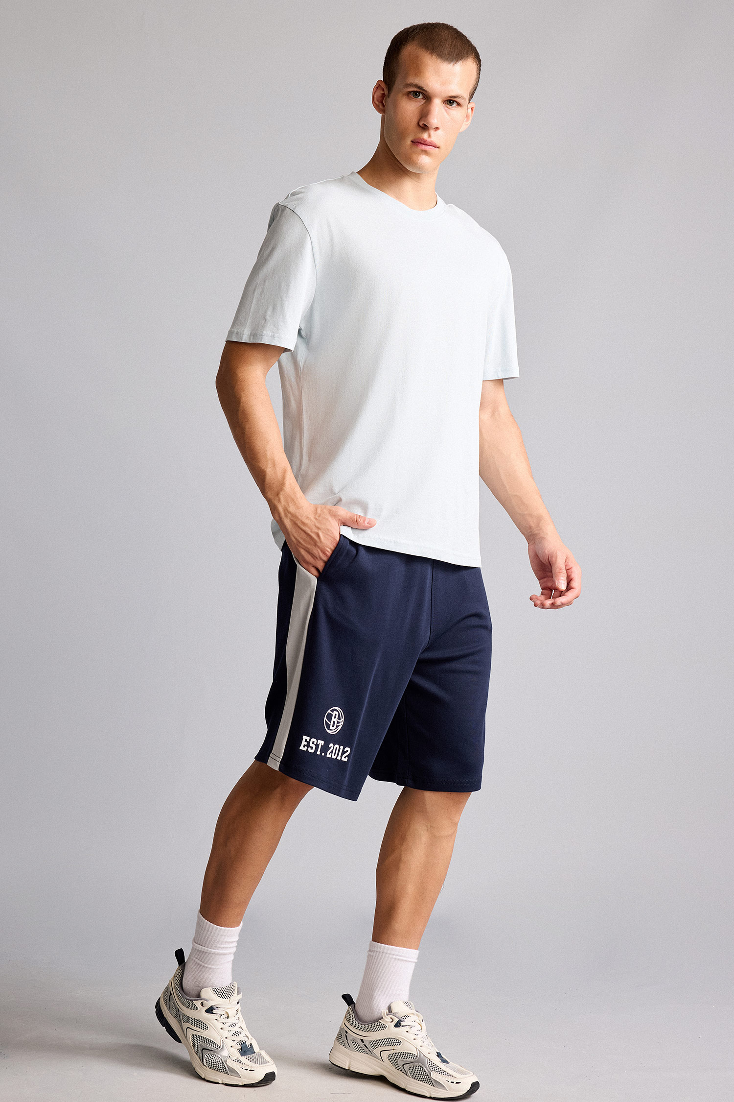 DeFacto %100 Pamuk NBA Brooklyn Nets Baggy Fıt Şort