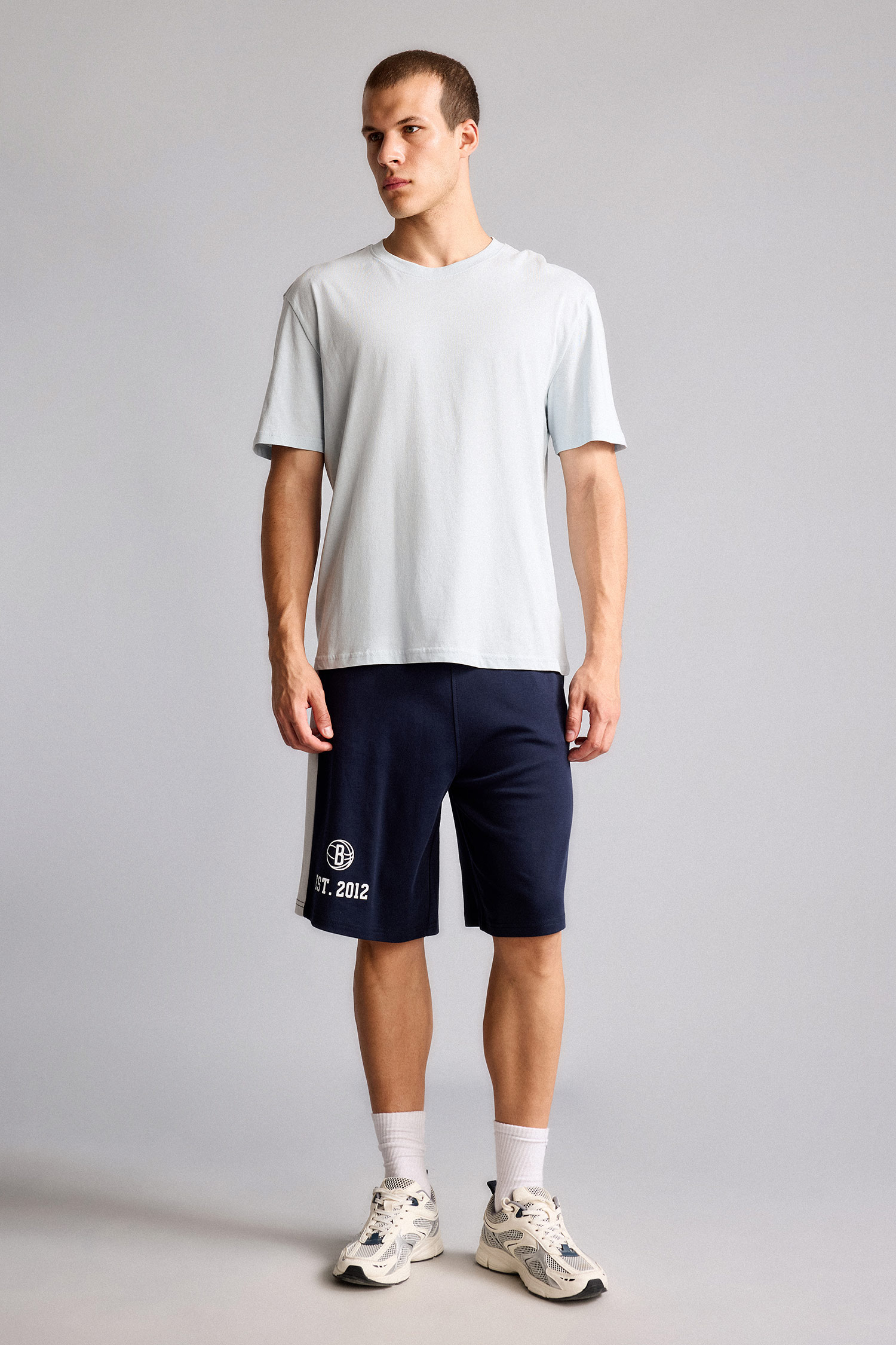 DeFacto %100 Pamuk NBA Brooklyn Nets Baggy Fıt Şort görsel 2