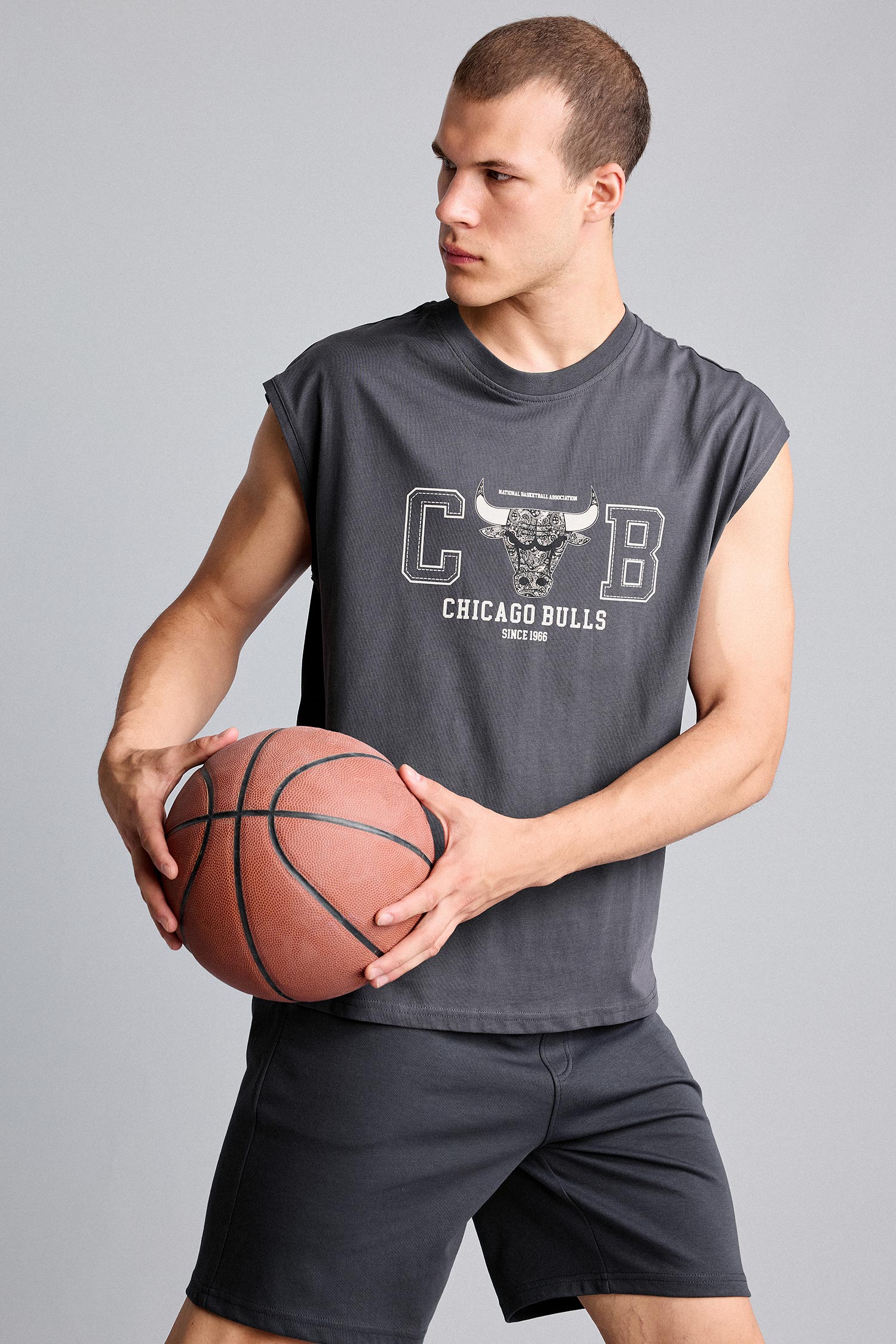 DeFacto %100 Pamuk NBA Chıcago Bulls Oversıze Atlet