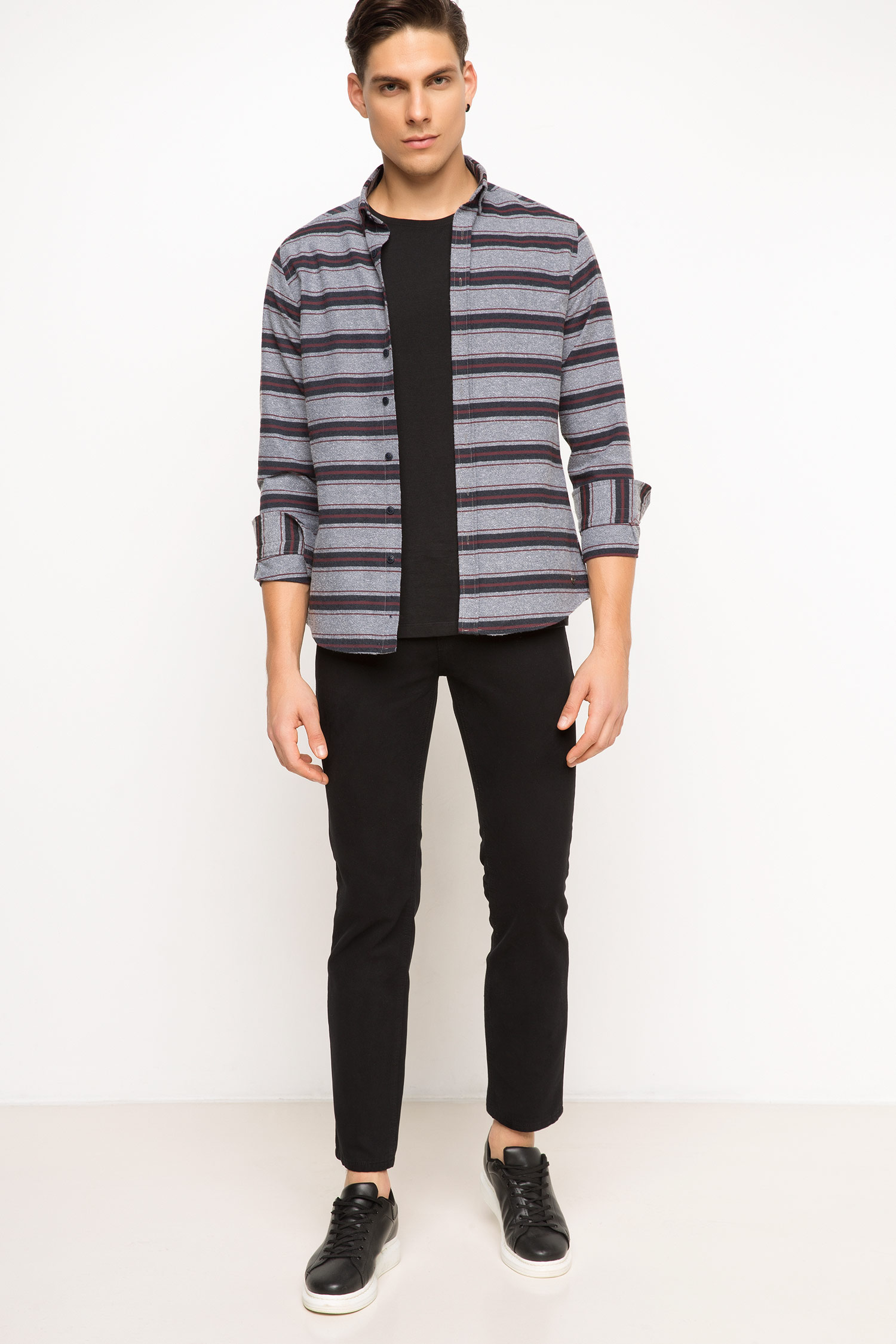 Defacto Polo Yaka Slim Fit Uzun Kollu Gömlek. 2