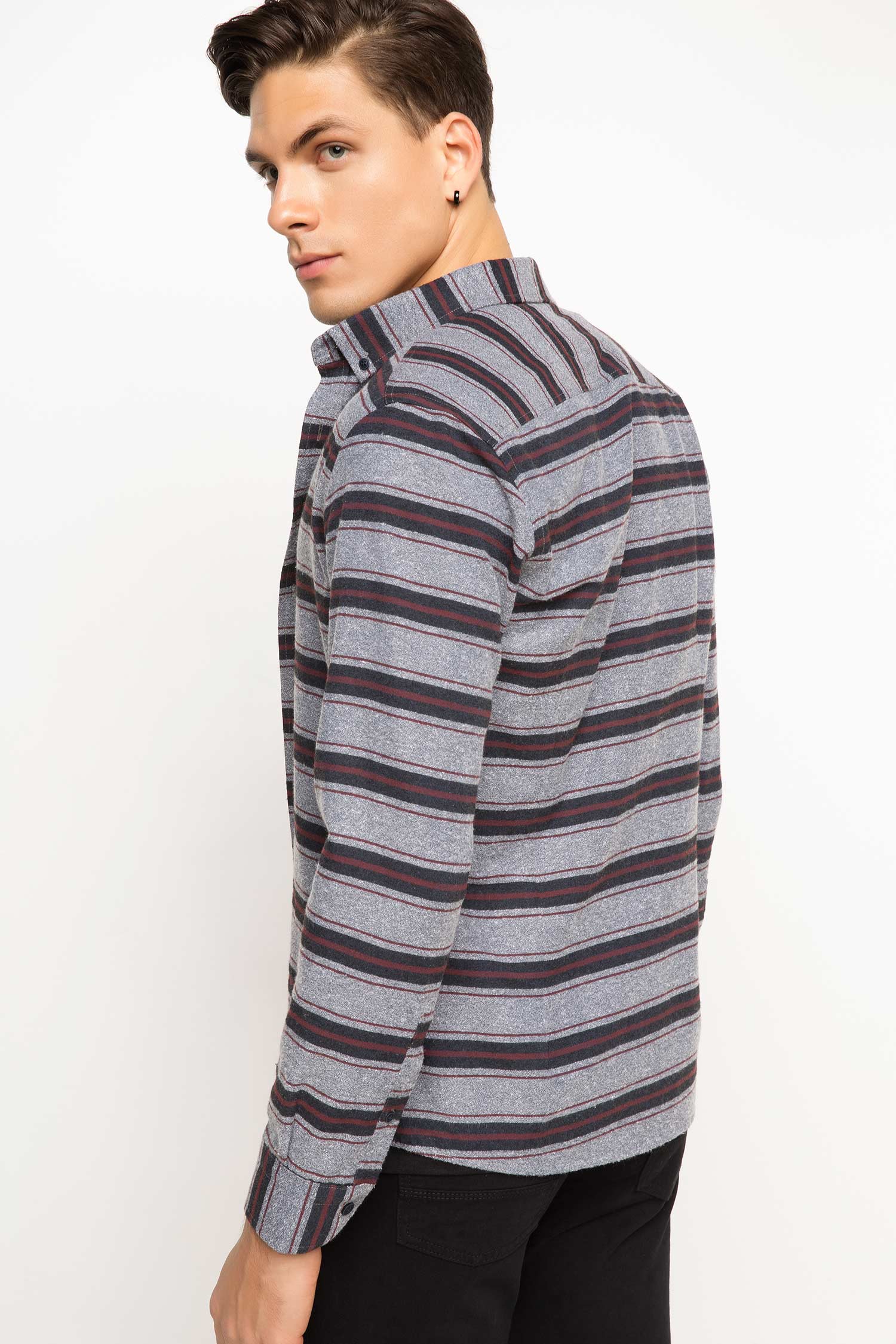 Defacto Polo Yaka Slim Fit Uzun Kollu Gömlek. 3