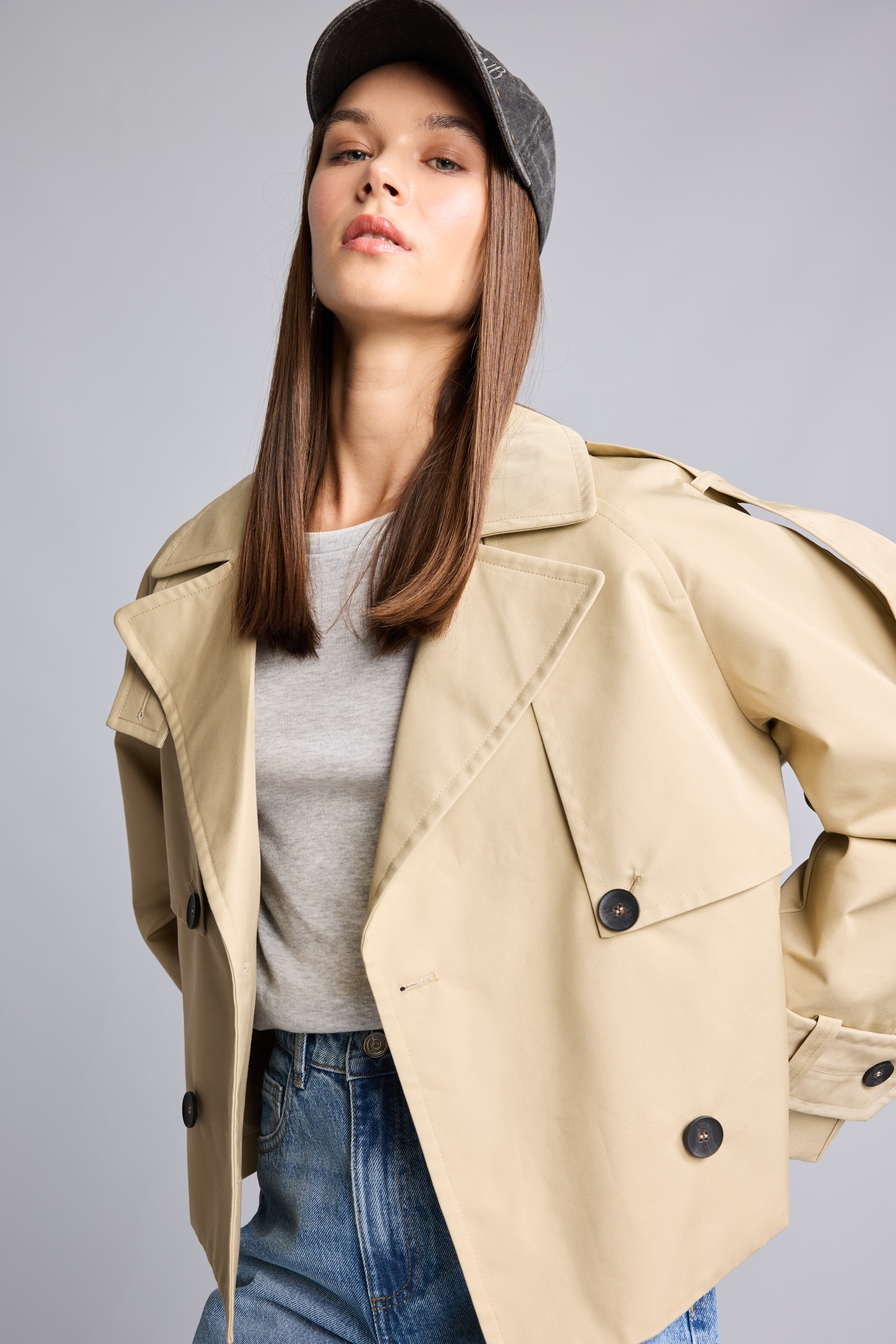 DeFacto Relaxed Fit Kısa Trençkot görsel 3