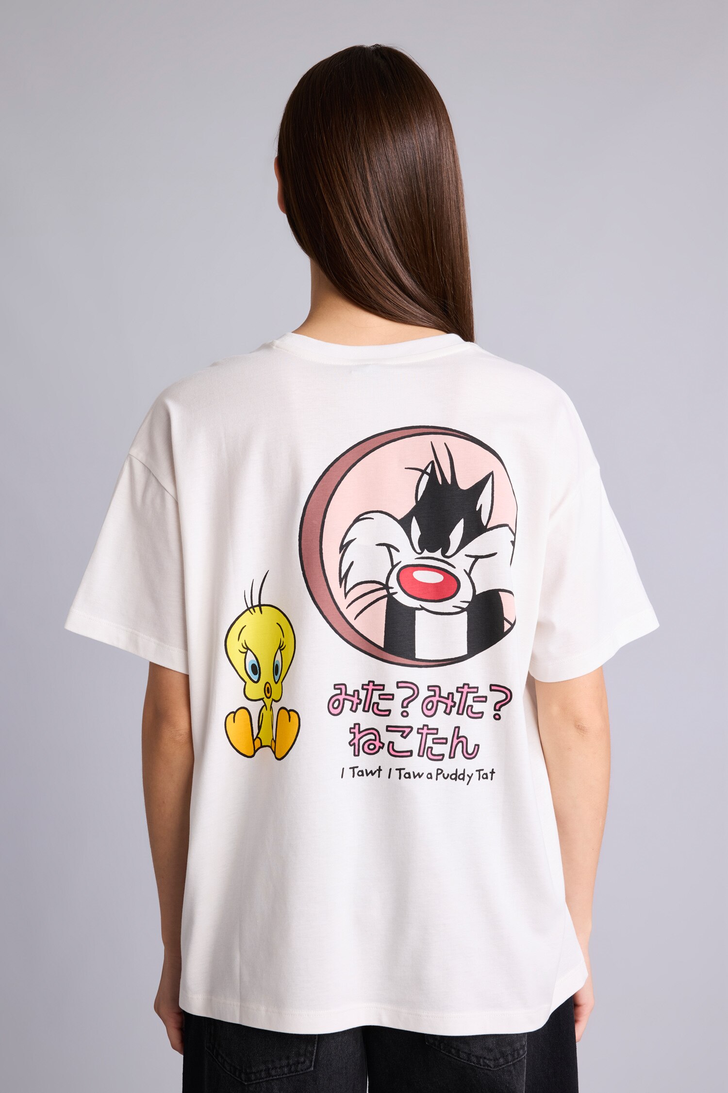DeFacto %100 Pamuk Looney Tunes Oversıze Baskılı Kısa Kollu Tişört görsel 7